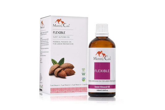 Mommy Care Perineal Massage Oil Labor Preparation, Flexible Perineal Massage Oil, Sweet Almond Oil For Pregnancy and Postpartum Recovery 100ml/3.38 fl.oz Certified Organic All Natural