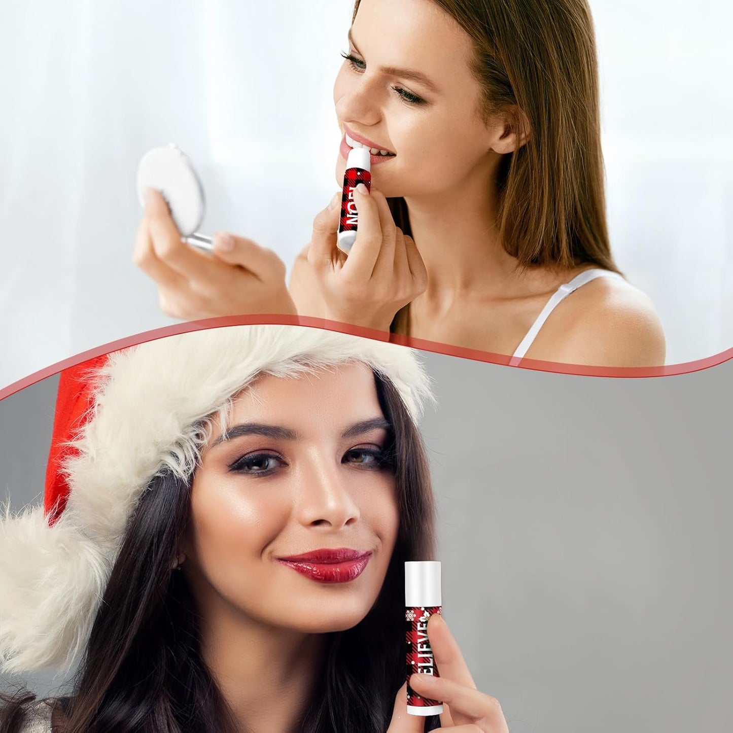 Sosation 80 Pcs Christmas Flavored Lip Balm Bulk Holiday Christmas Stocking Gift Set Celebrate Lip Balm Stick Beauty Lip Care