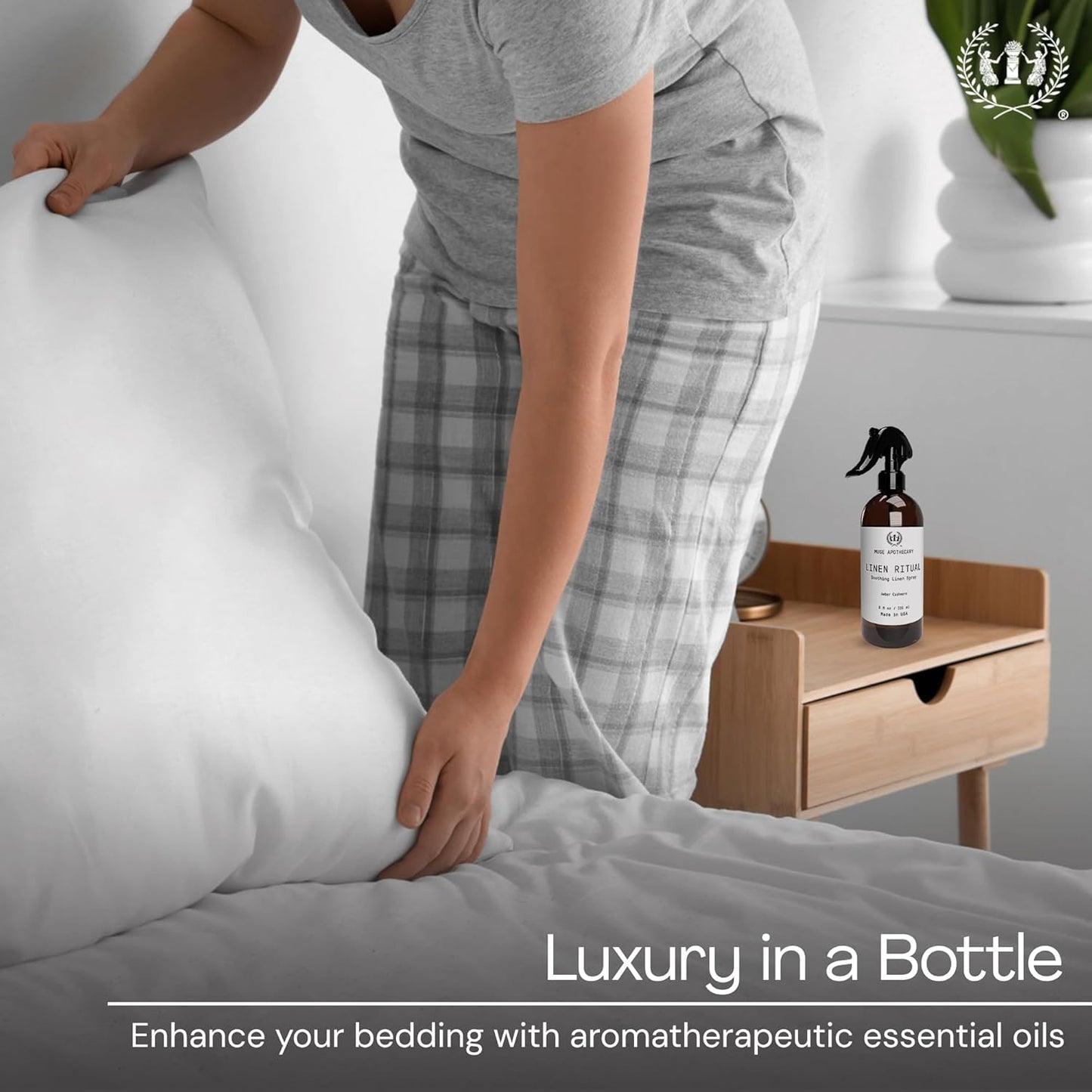 Muse Apothecary Linen Ritual - Aromatic, Soothing, and Relaxing Linen Mist, Laundry and Fabric Spray - Infused with Aromatherapy Essential Oils - 8 oz, Amber Cashmere, 2 Pack