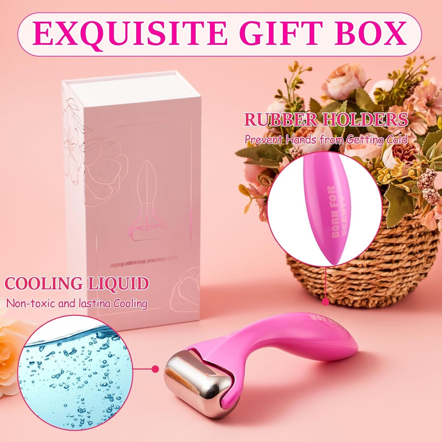 360° Rotating Ice Roller for Face-Stainless Steel Facial Massage Tool for Skin Tightening, Ice Face Roller -Wrinkle Reduction & Dark Circle Relief, Gift for Skincare Enthusiasts.