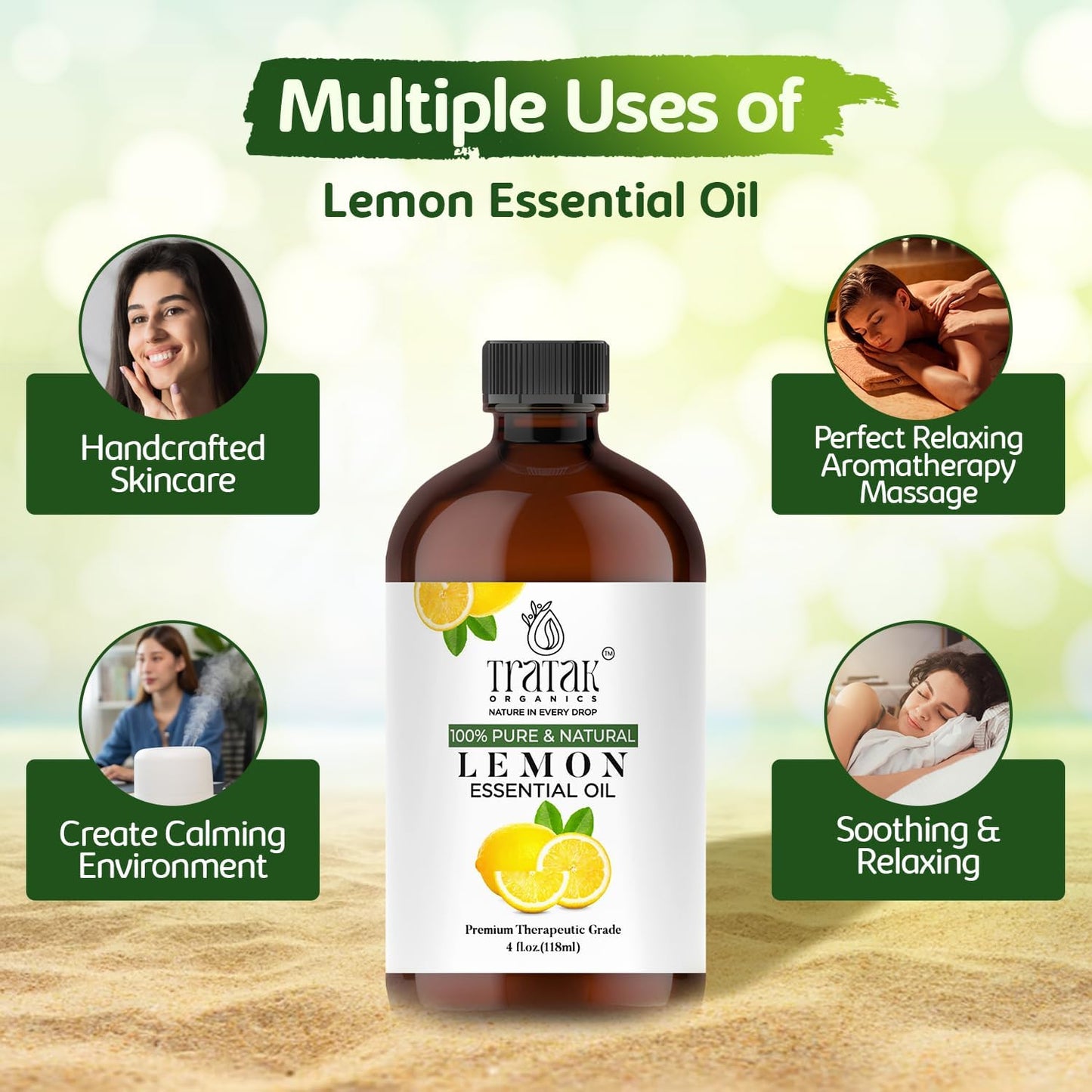 Lemon Essential Oil, 100% Pure & Natural with Glass Droppers | Undiluted Essential Oils for Aromatherapy, Diffusers, Humidifiers, Oil for Skin DIYs | 4 fl oz (Pack of 2)