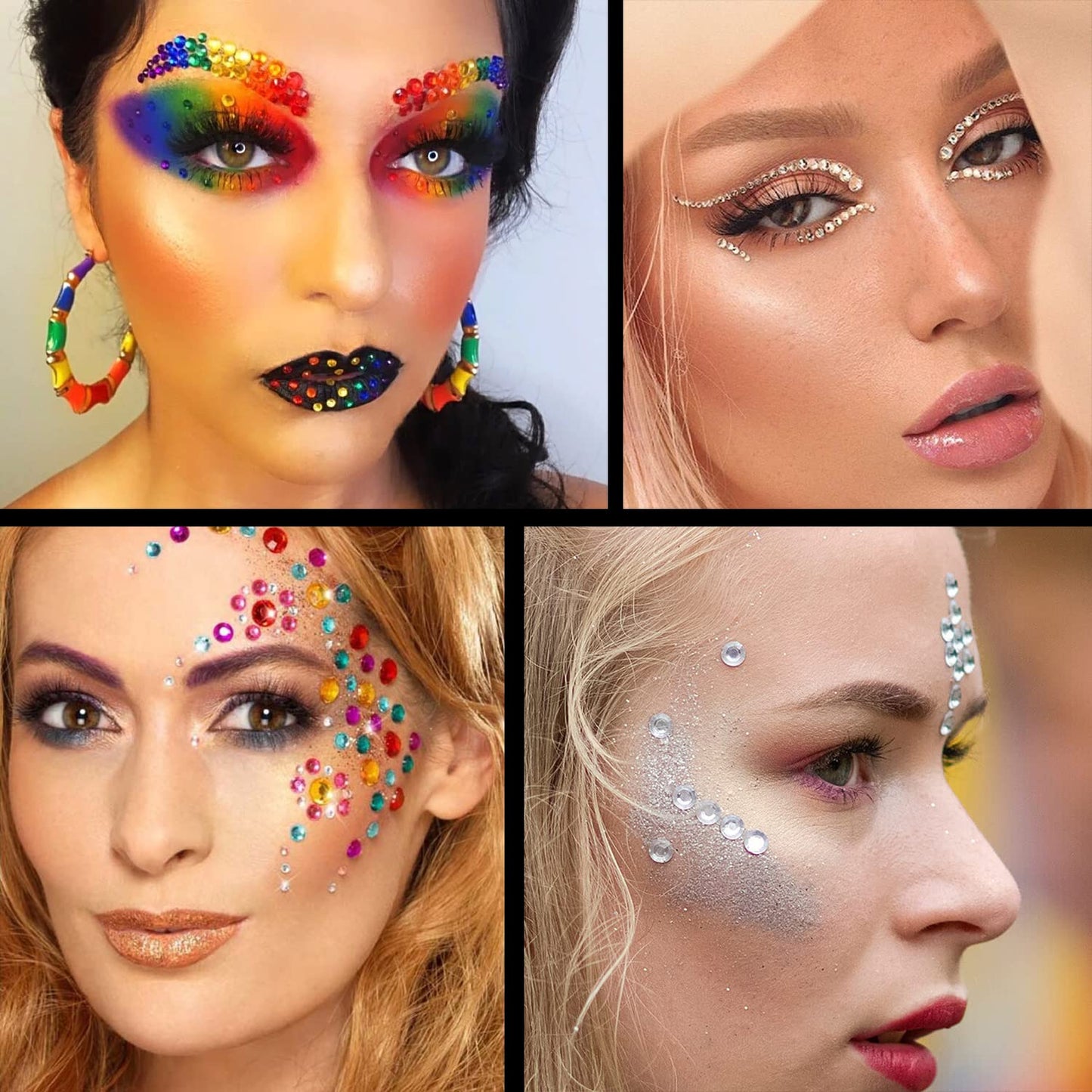 Flat Back Rhinestone Kits Colorful Rhinestones+Transparent White Gems With Picker Pencil And Tweezer For Home DIY And Professional Nail Art