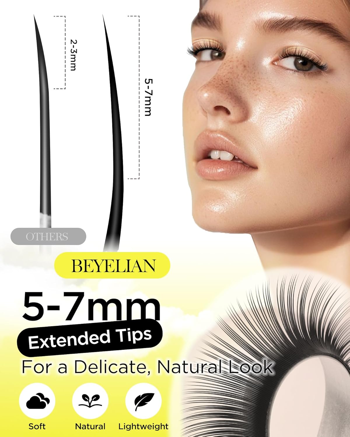 BEYELIAN Eyelash Extension 0.05 D+ Curl 11mm Tray Easy Fan Lash Extensions Volume Lashes Professional Salon Use Natural Matte Black (0.05 D+ 11mm)