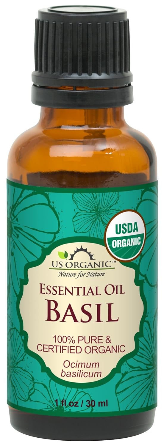 US Organic 100% Pure Basil Essential Oil - USDA Certified Organic, Steam Distilled W/Euro droppers (More Size Variations Available) (30 ml / 1 fl oz)