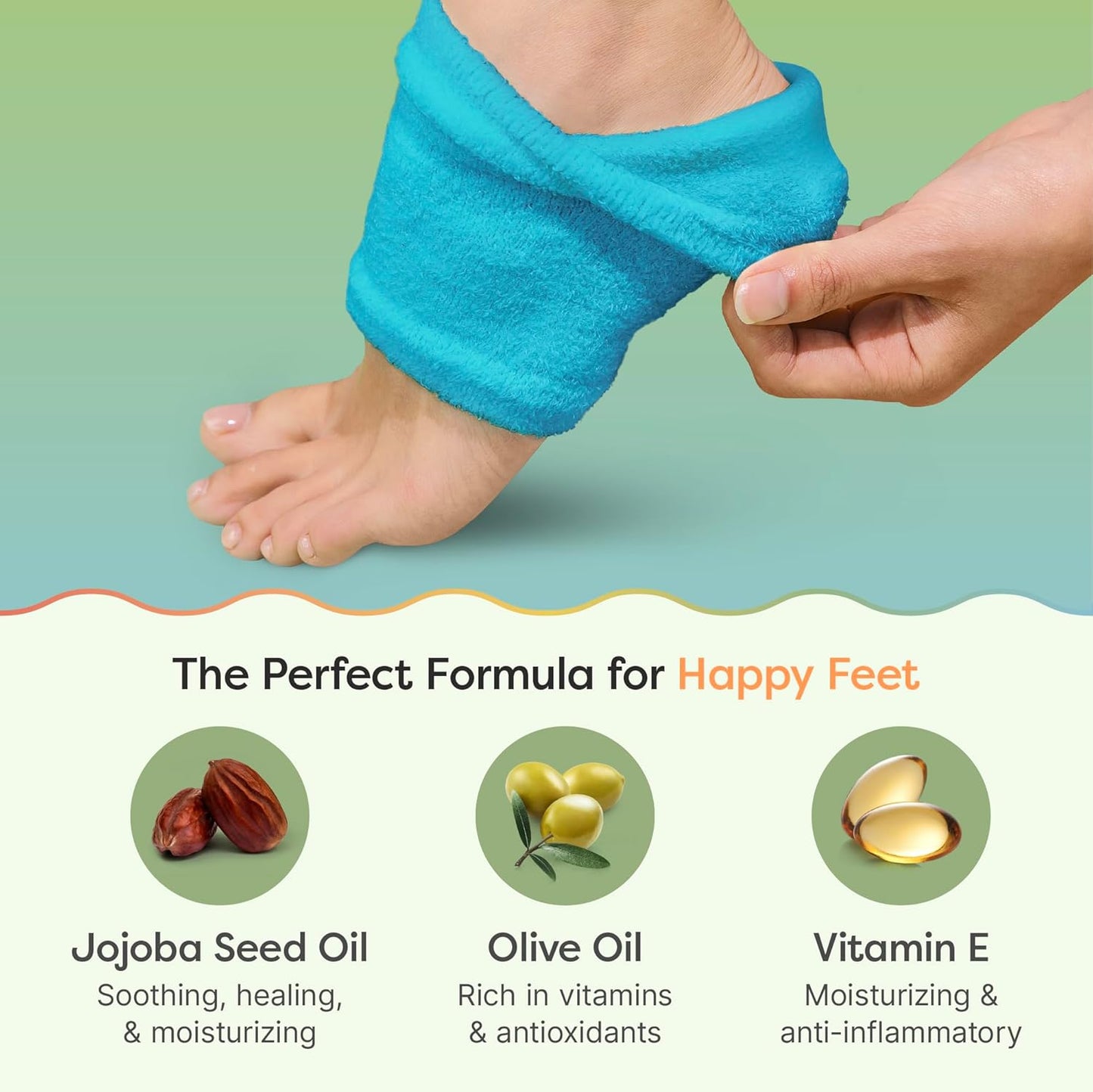 ZenToes Moisturizing Socks for Cracked Heel Treatment - Vitamin E, Olive Oil and Jojoba Oil Infused Heel Socks to Soften and Hydrate (Fuzzy Blue, Wide Width)