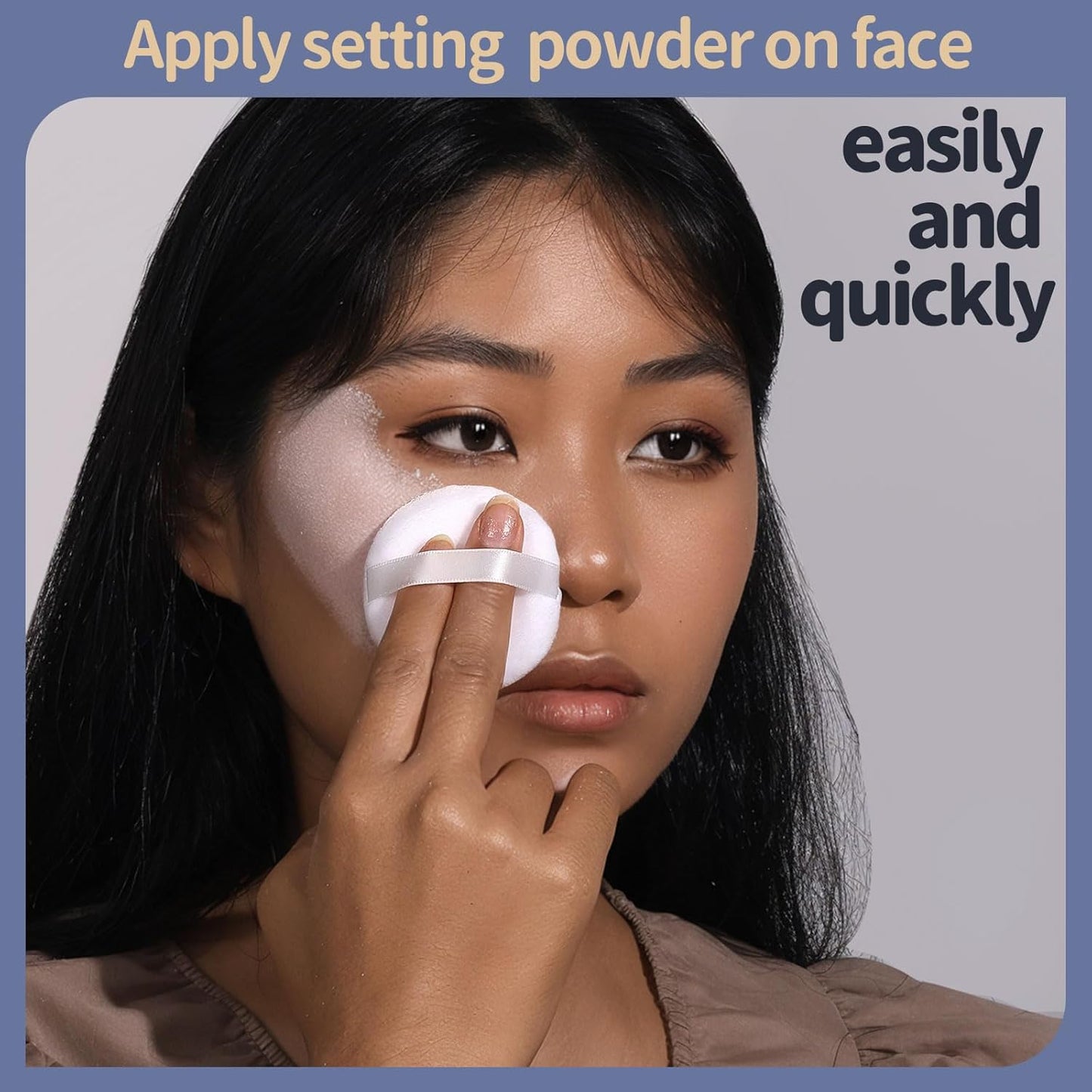 Teenitor 3pcs Setting Powder Puff 2.36 Inch, Soft Applicator for Loose and Pressed Powder, Face Makeup Puff With Cases