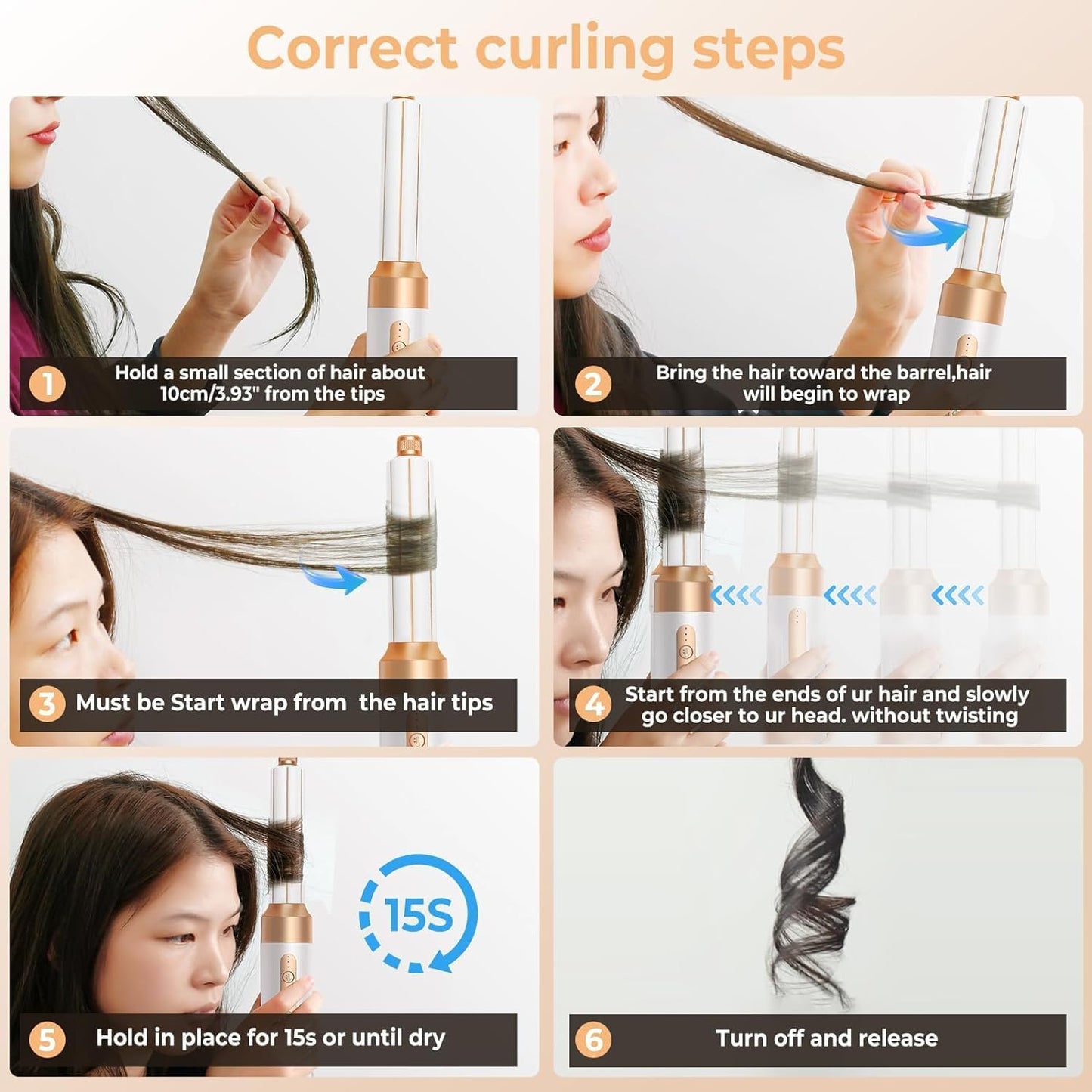 7 in ONE Hair Dryer Brush, Powerful Blow Dryer Brush with Auto- Wrap Curler, Detachable Fast Drying, Volumizing, Curling, Straightening, Ionic Hair Dryer with Diffuser, Hair Styling Tools 100-120V