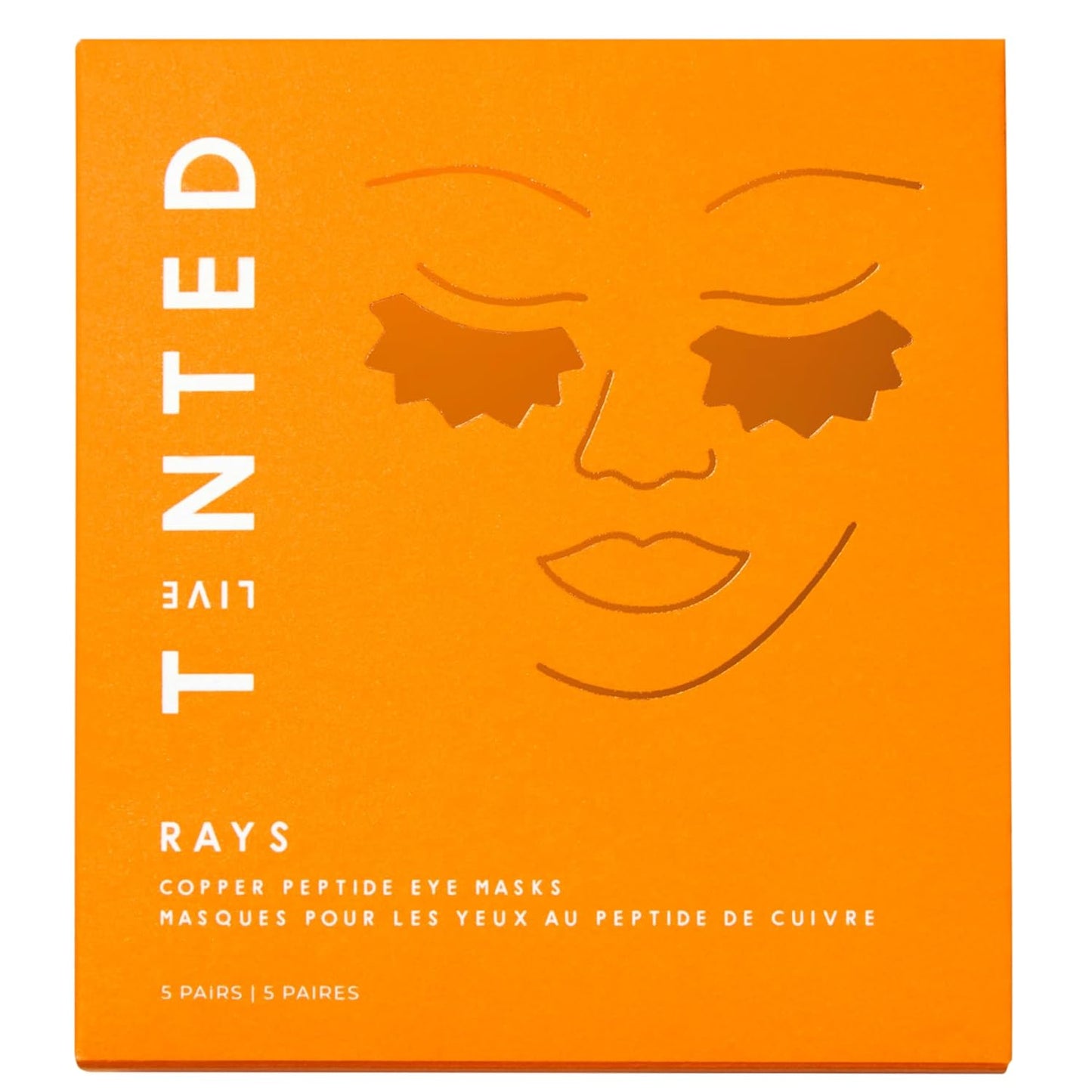 Live Tinted Rays Copper Peptide Eye Masks - Cooling, Brightening, & Nourishing Under Eye Patches, Reduces Fine Lines, & Hydrates with Copper Peptides, Banana Extract, & Bakuchiol - 5 Pairs