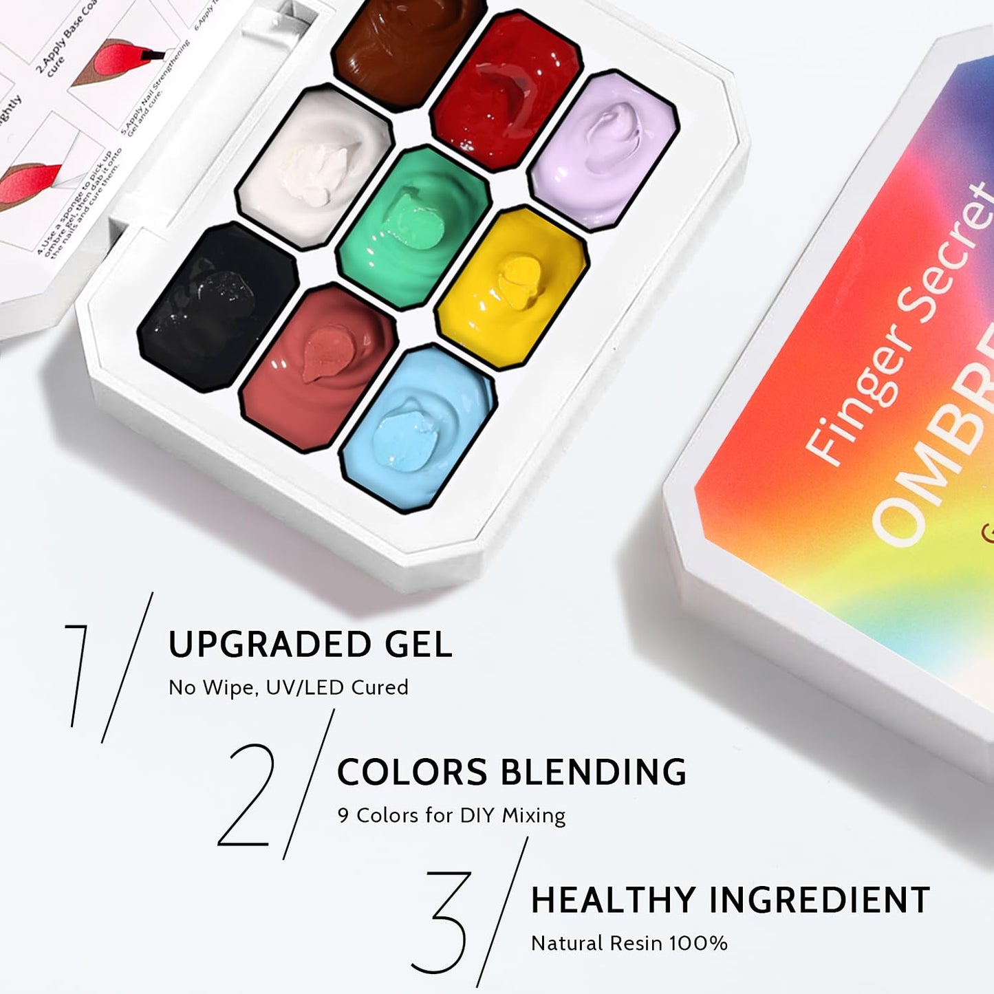 Sponge Pat Paint Nail Gel, 9 Colors Ombre Nails Gradient Gel Nail Blush Blooming Aura Nails Drawing Stripper Floral Painting Nail Art, No Wipe, UV/LED Curing (9 Colors C)