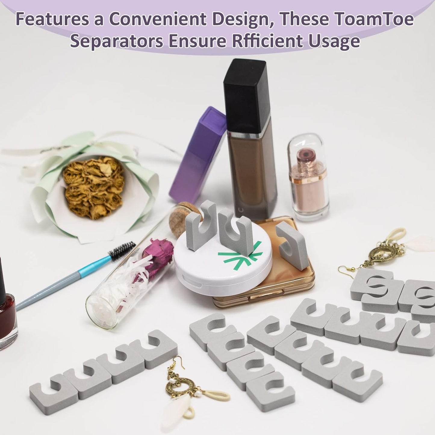 600 Pcs Toe Separators for Women Pedicure, Soft Foam Finger Divider Spacer Set, Nail Polish Art Painting Pedicure Supplies Suitable for Spa Salon Beauty Foot Therapy, Gray