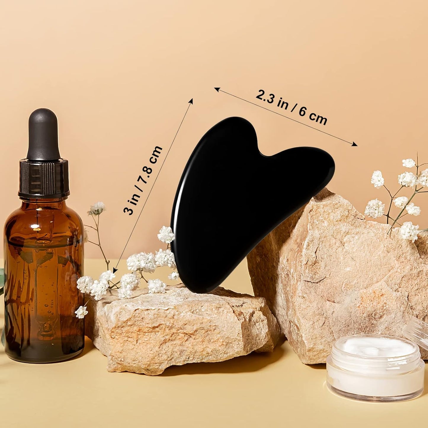 rosenice Gua Sha Facial Tools Black Guasha Tool Gua Sha Jade Stone for Face Skincare Facial Body Tensions Reduce Puffiness Festive Gifts