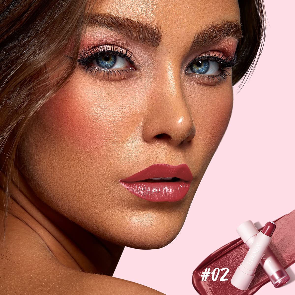 Tinted Lip Balm Chapstick with Color, Natural Semi - Gloss Finish, Hydrating/Coloring 2 in 1 Moisturizer Lip Stick for Girls & Women #02 Rose-In-Love