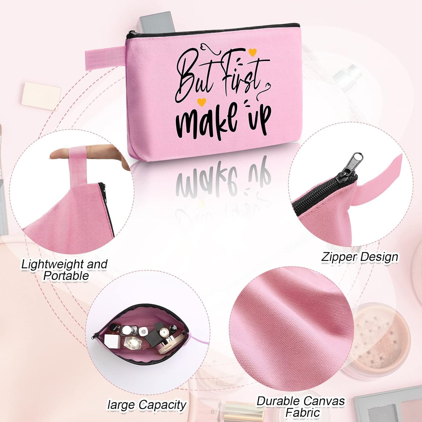 Reginary 60 Pieces Canvas Makeup Bags Bulk Cute Travel Cosmetic Pouch Multipurpose Blank Small Toiletry Bag DIY with Zipper for Women Teens Operation Christmas Gifts Items, 15 Colors(8.6 x 5 x 2 Inch)