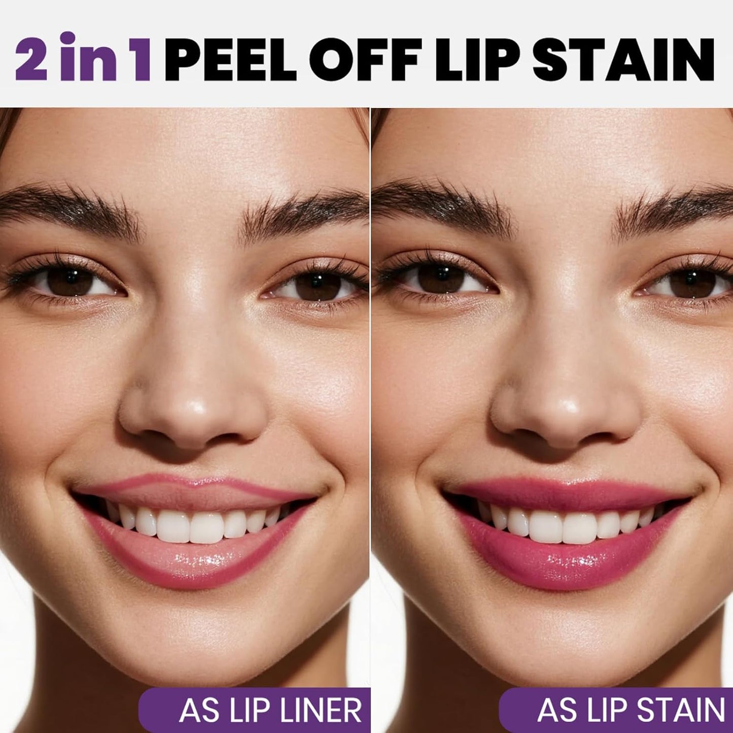 Lip Stain Peel Off, All Day Lip Liner Tint with Tweezer, Long Lasting Waterproof Transfer-Proof, Matte Lip Stains Makeup, Highly Pigmented Color, Cranberry