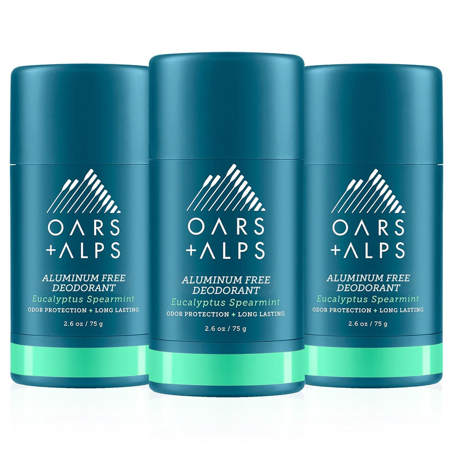 Oars + Alps Aluminum Free Deodorant for Men and Women, Dermatologist Tested and Made with Clean Ingredients, Travel Size, Eucalyptus Spearmint, 3 Pack, 2.6 Oz Each