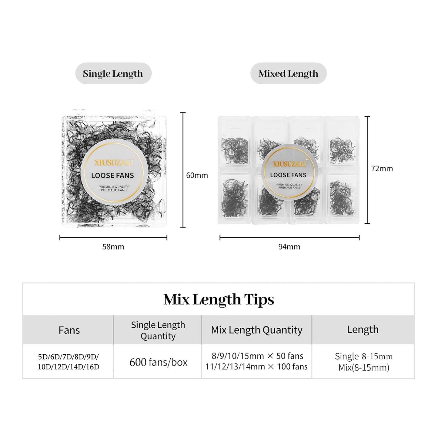 Premade Fans Eyelash Extensions 600 Fans 14D Volume Lash Extensions 0.07 Thickness Eyelash Extension D Curl Premade Lash Fans Mix 8-15mm Fluffy Soft Handmade Loose Fan(600Fans-14D-0.07-D,8-15mm)