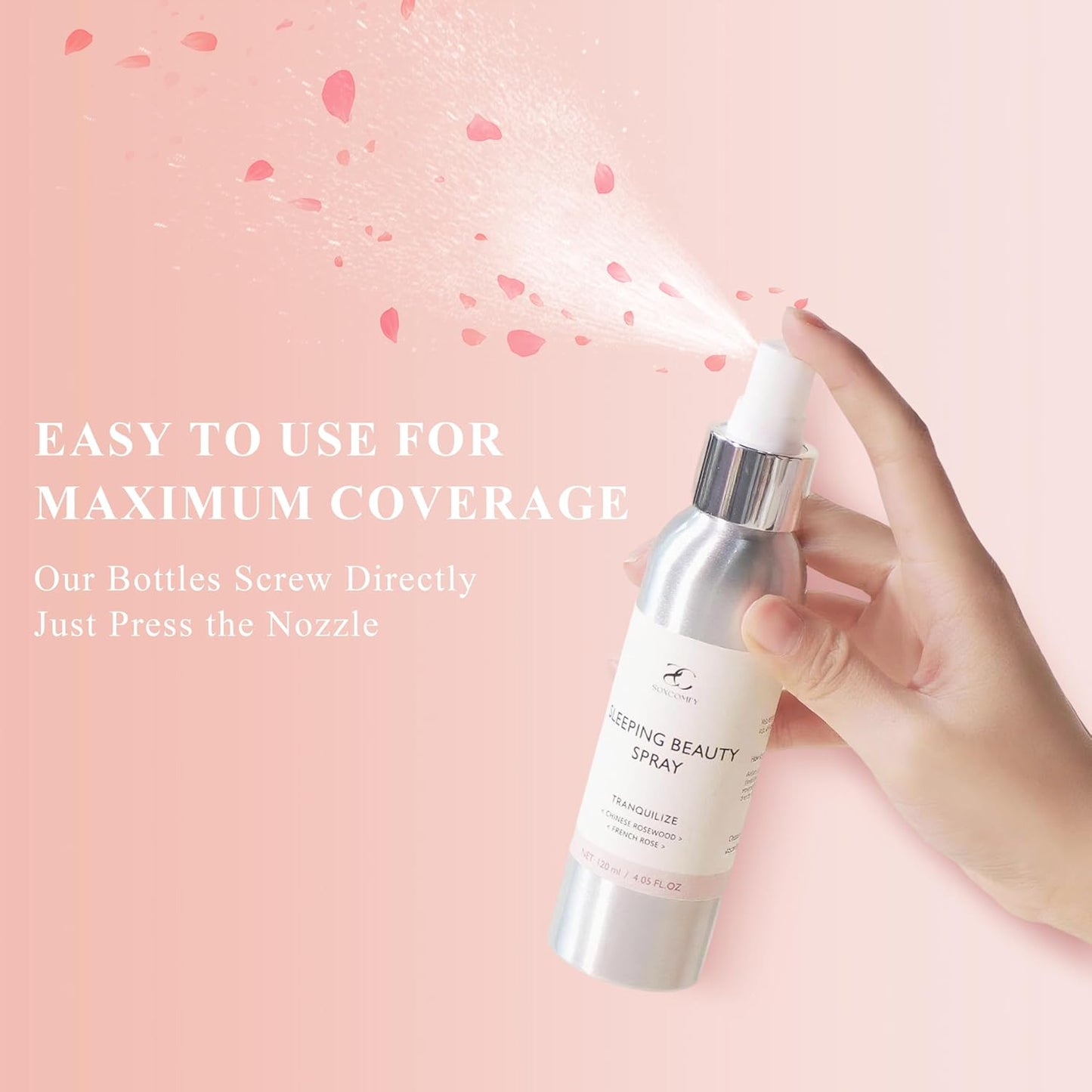 Pillow Ritual Aromatic, Calming and Relaxing Pillow Mist, Linen and Fabric Sleep Spray, Infused with Natural Essential Oils Enhance Bedtime Routine, Roses Rosewood Aluminium Bottle 4.05 oz