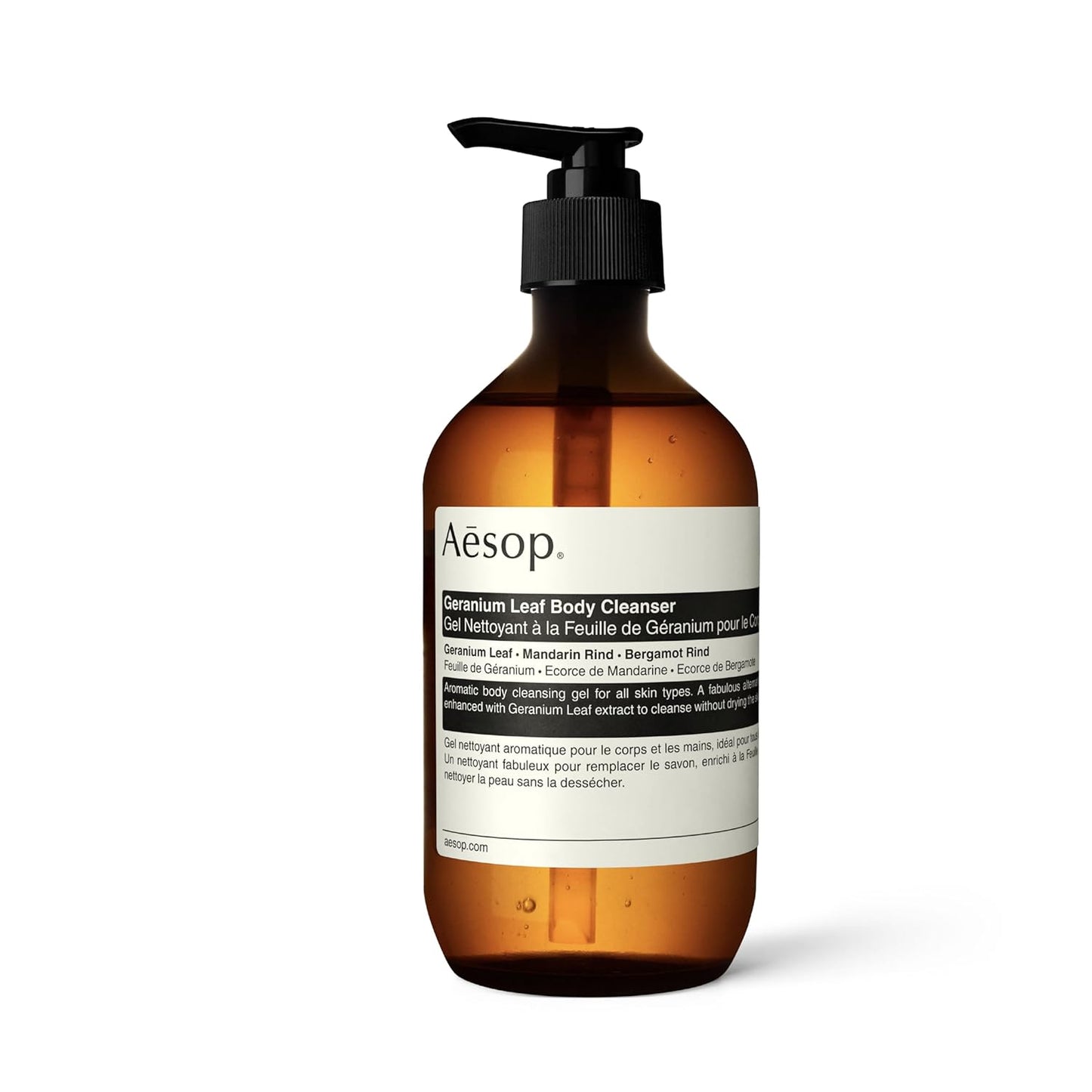 Aesop Geranium Leaf Body Cleanser | For All Skin Types To Cleanse Without Drying Out | Geranium Leaf, Mandarin Rind, Bergamot Rind | 16.9 oz / 500mL
