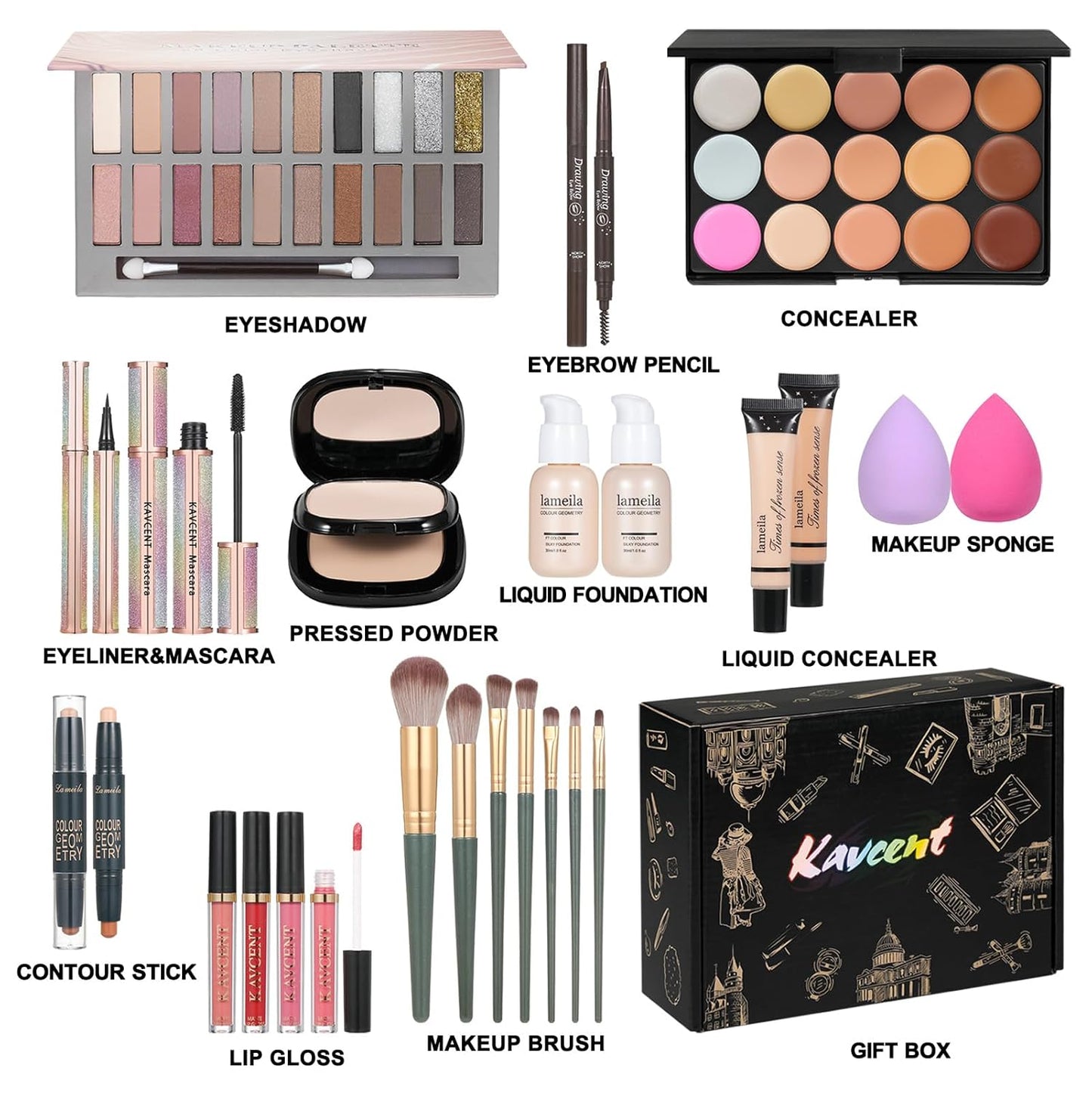 Makeup Set Makeup Kit for Women Full Kit Makeup Sets for Teens Women Gift Eyeshadow Palette Lipgloss Foundation concealer Makeup Kits forTeenager