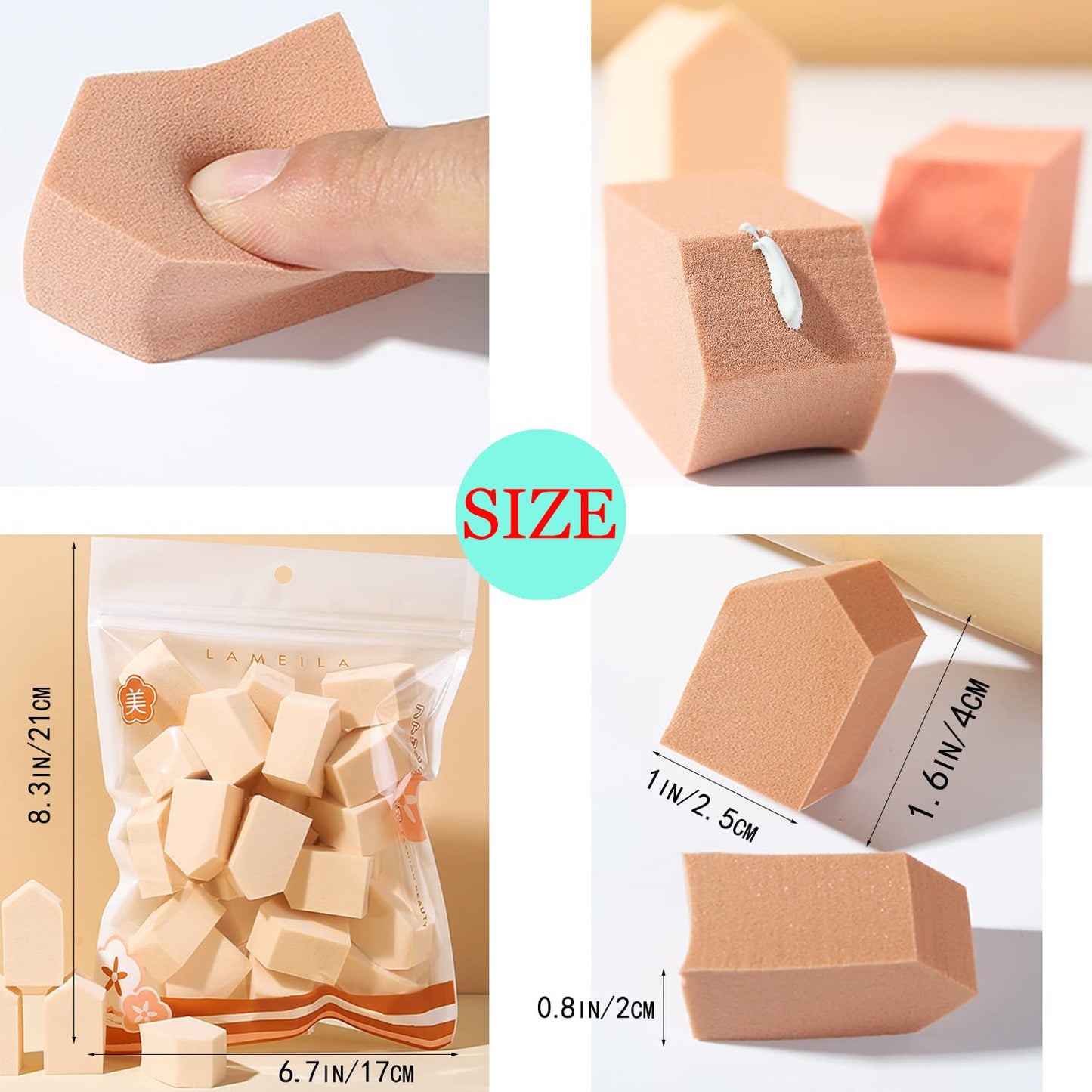 25 PCS Makeup Blenders Sponges Set, Use for Dry and Wet, Perfect for Full Face Curve Blending, Cream, Liquid, Powder Foundation Cosmetics, Latex Free & Soft & Flexible, Pentagon
