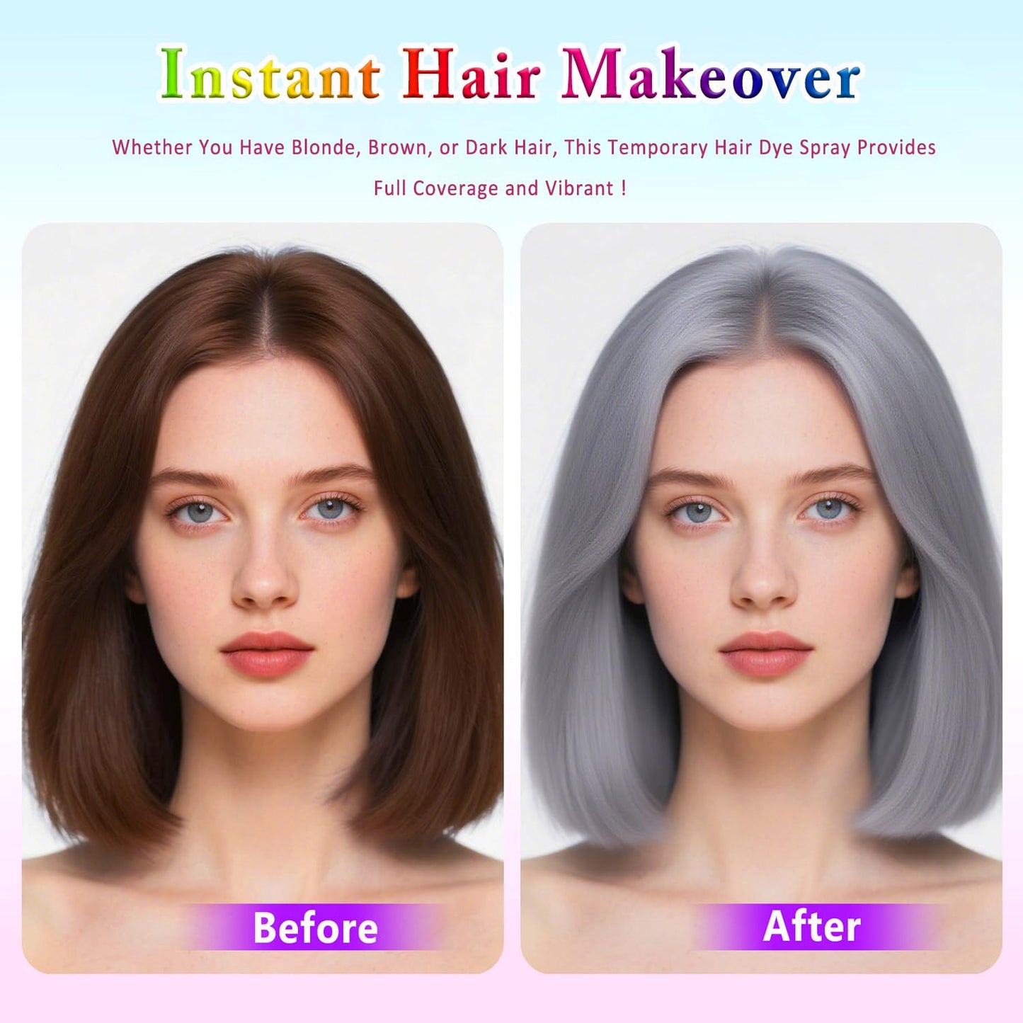 Gray Hair Spray, Temporary Hair Color Spray For Kids Women Men,Washable One-Time Use Hair Dye Wax, Non-Sticky Hair Coloring Pomades for Cosplay Party, Halloween DIY Crazy Hair Day (Gray)