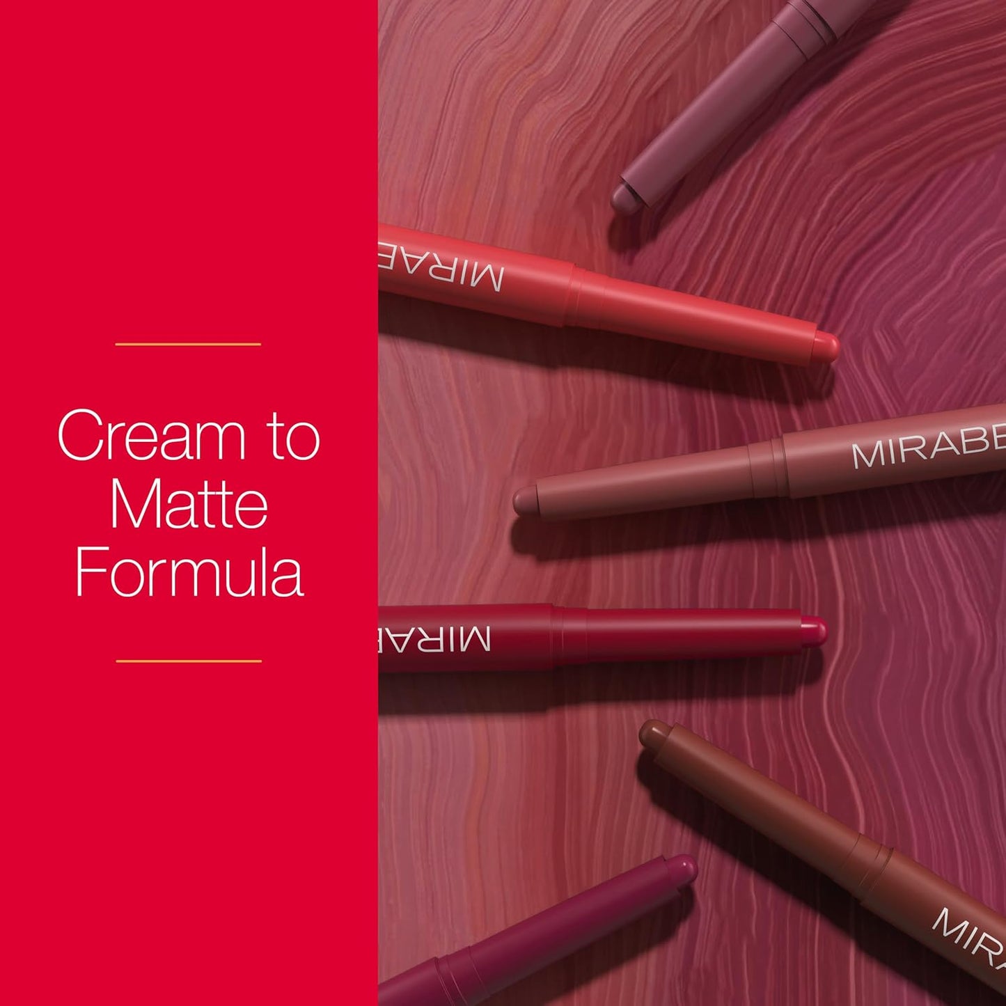 Mirabella - Velvet Matte Lip Crayon, Retractable Highly-Pigmented 2-in-1 Makeup, Long-Lasting Hydrating Lipstick Crayon + Lip Liner, Moisturizing Cream-to-Matte Lipcare Formula, Sunset Coral