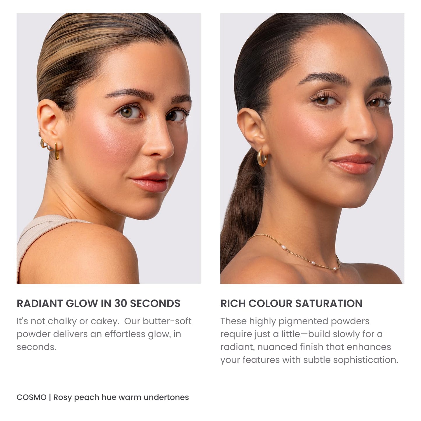 Phase Zero Makeup Powder Blusher - "Cosmo" - 4g / 0.141 oz - Full Coverage, Natural Blush - Soft, Buildable Pink, Coral, Peach & Golden Hues - Matte & Shimmering Shades Gives Cheeks a Radiant Glow