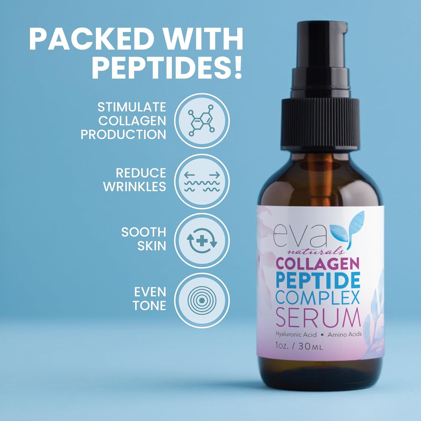 Collagen Peptide Serum for Face – Anti Aging Facial Treatment with Peptides & Hyaluronic Acid – Gentle Formula for Sensitive Skin, Microneedling Pen, Derma Roller, Skin Firming & Hydrating (1 Oz)