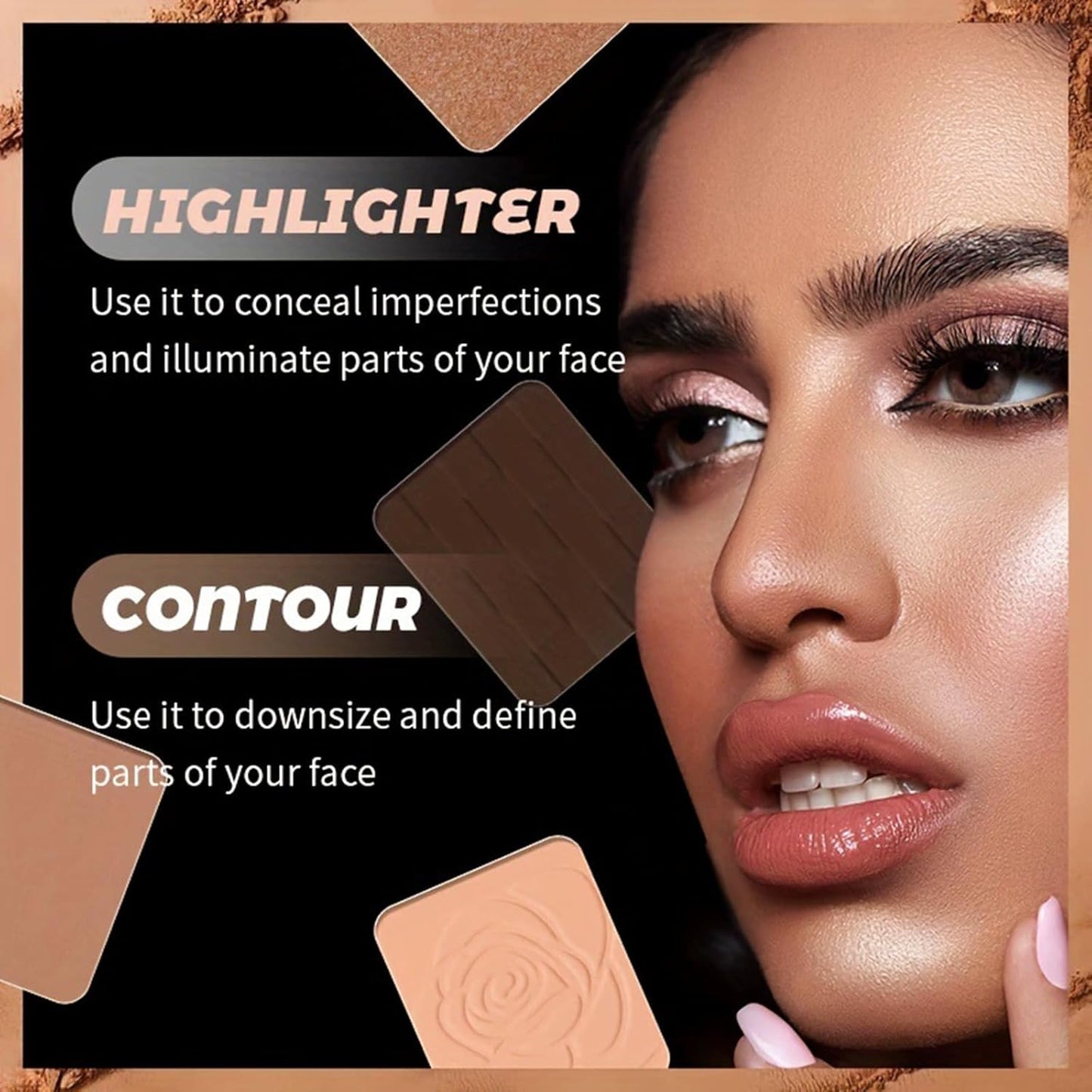 4 Colors Contour Palette, Face Contouring Highlighters Bronzer Powder Makeup Kit, Natural Contouring Makeup Kit for Beginner, All in one Makeup Contour Palettes (01, 1.02)