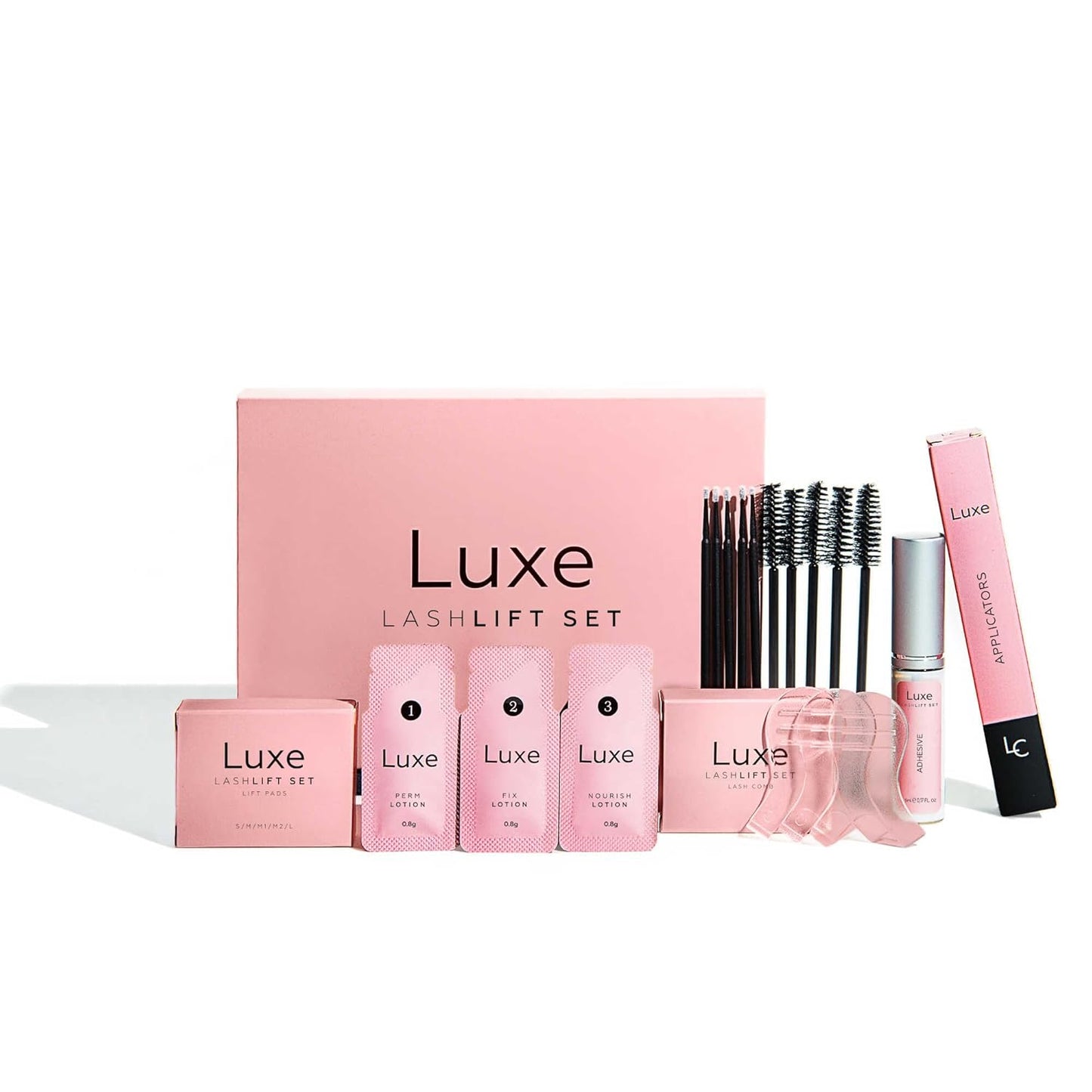Luxe Cosmetics - Lashlift + Color Kit for Eyelashes - Black and Curled Eyelashes up to 8 Weeks - Complete set DIY at Home - 3 Lashlift Applications