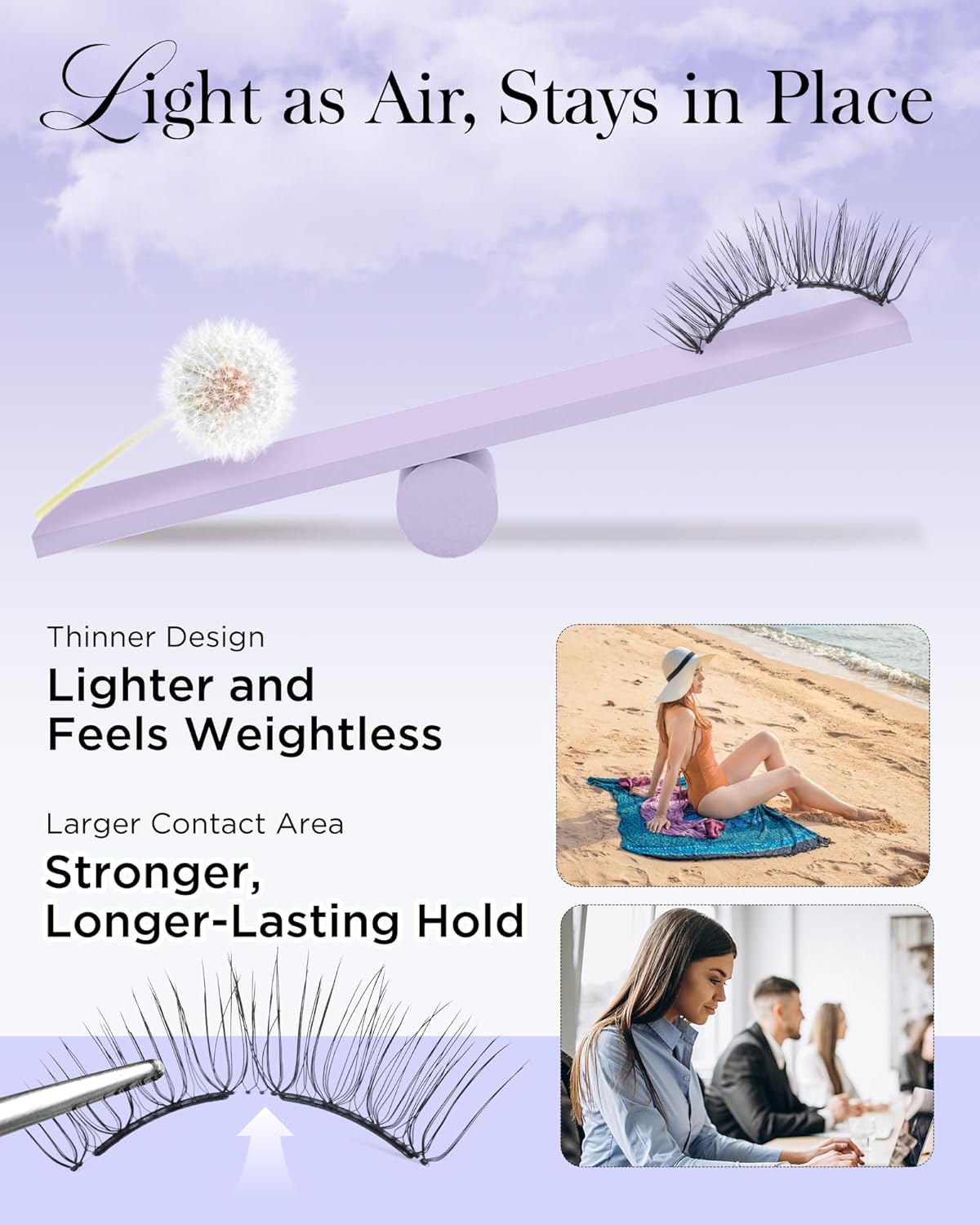 BEYELIAN Magnetic Eyelashes with Applicator, Upgrade Magnetic Lashes Natural Look, Reusable Soft Magnetic Eyelash No Glue Needed, Easy Apply for Eye Makeup (Lightweight & Comfortable)