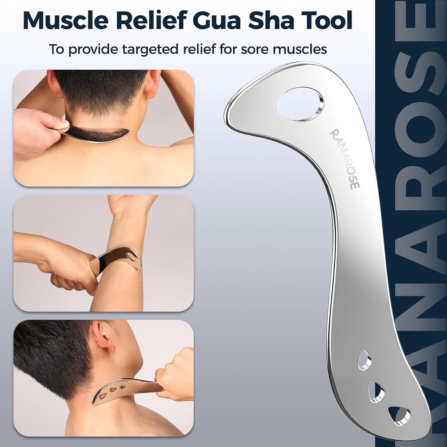 3 Pack Stainless Steel Guasha Tool, Muscle Scraper Tools for Full-Body Massage, Muscle Relief, Physical Therapy & Myofascial Release