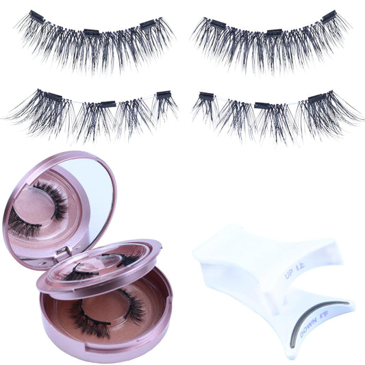 LAUBESS Magnetic Eyelashes with Applicator 2 Pair No Glue Needed Natural Look Magnetic Lashes Easy to Wear and Remove(L02/L04)