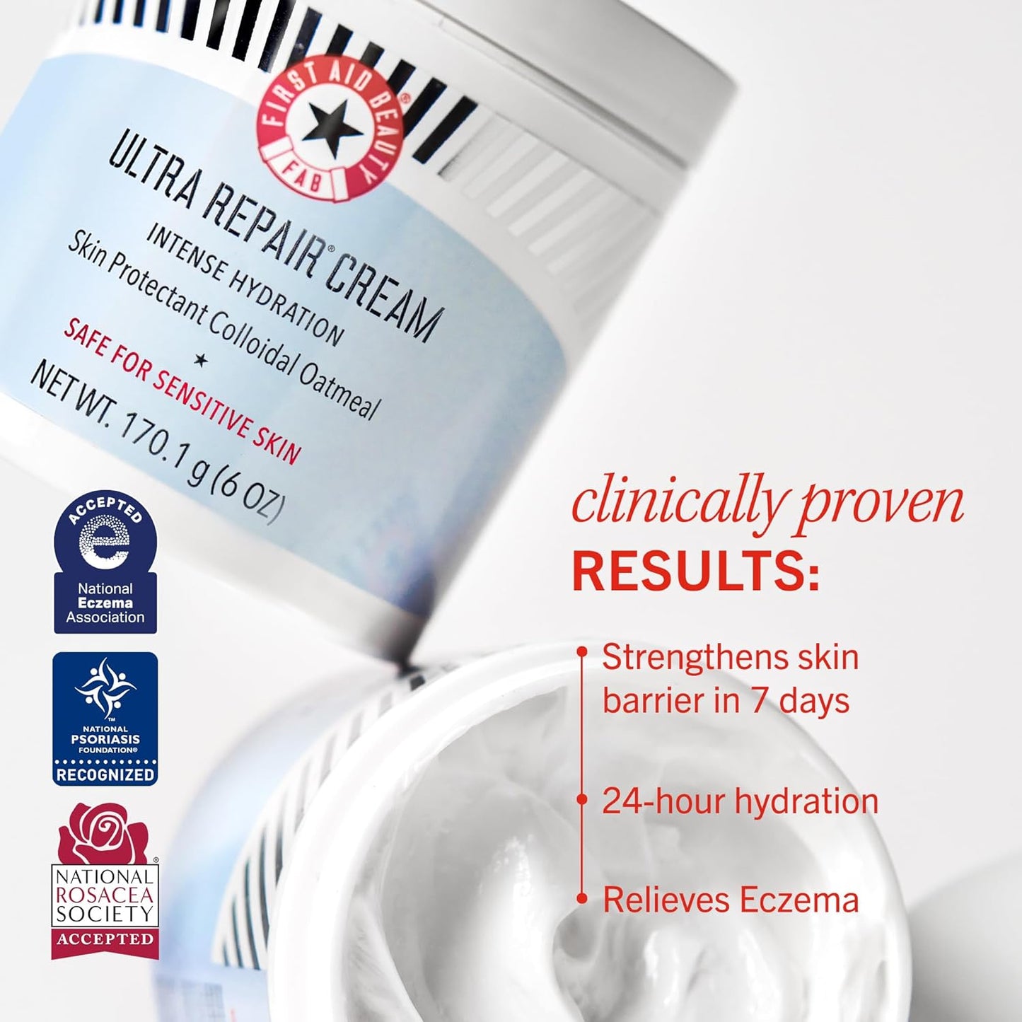 First Aid Beauty - Ultra Repair Cream, Intense Hydration Whipped Colloidal Oatmeal, Clinically Proven to Strengthen Skin Barrier in 7 Days & Helps Relieve Eczema, Luxury Face & Body Moisturizer, 12 oz