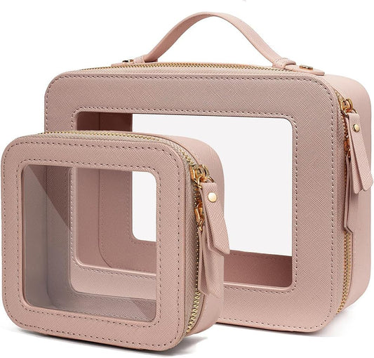 Clear Makeup Bag Small, TSA Approved Portable Toiletry Bag with Zipper Cosmetic Travel Bag Makeup Organizer Case Mini Makeup Pouch for Purse Car Organizer Bag for Women Men