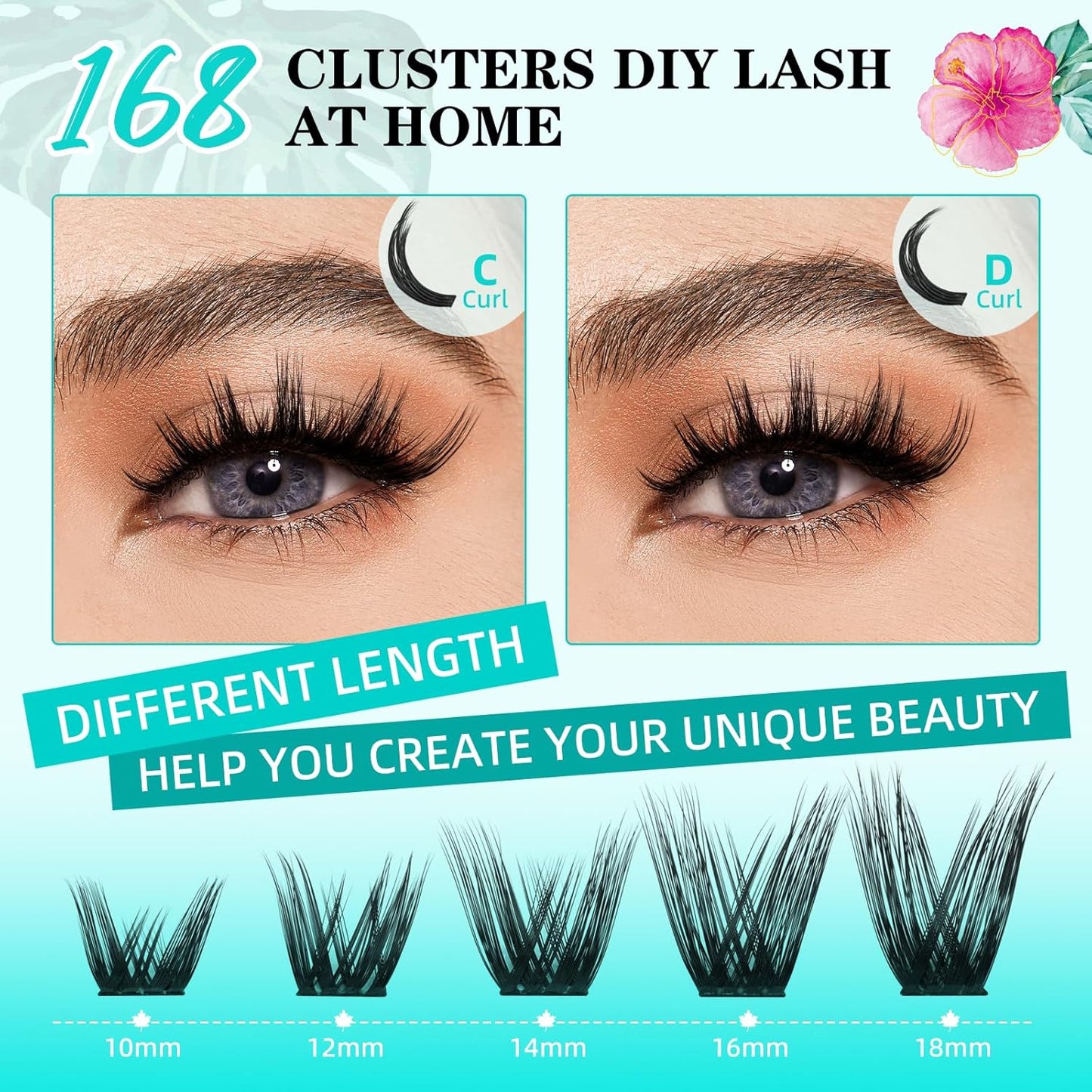 Lash Clusters Wet Look 168Pcs Eyelash Cluster Ultra-Thin Lash Band Eyelashes Extensions Spiky Anime Wide Span Lashes(Mallow,C-10mm)
