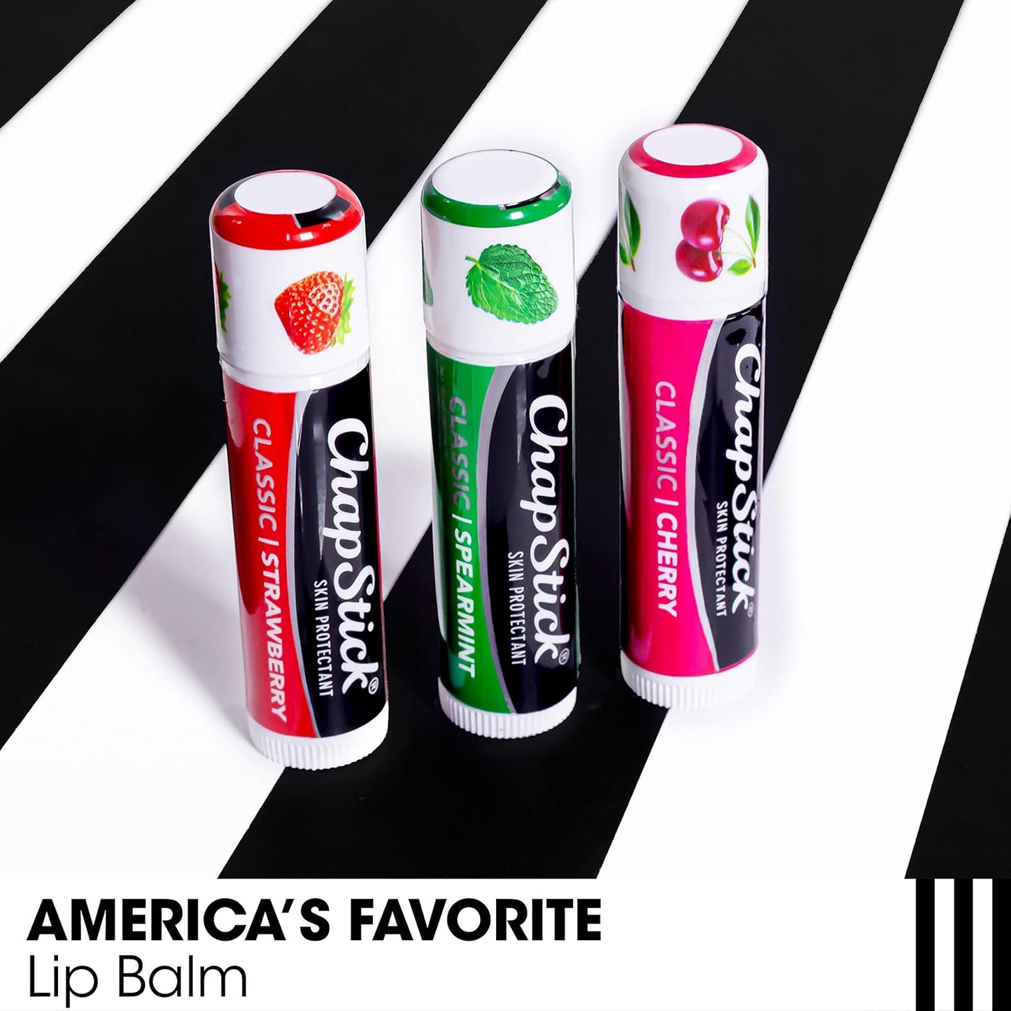 ChapStick Lip Care Bundle – Classic Collection 3-Pack with Spearmint, Cherry & Strawberry ChapStick + Classic Original Lip Balm, 0.15 Oz Ea (5 Piece Set)