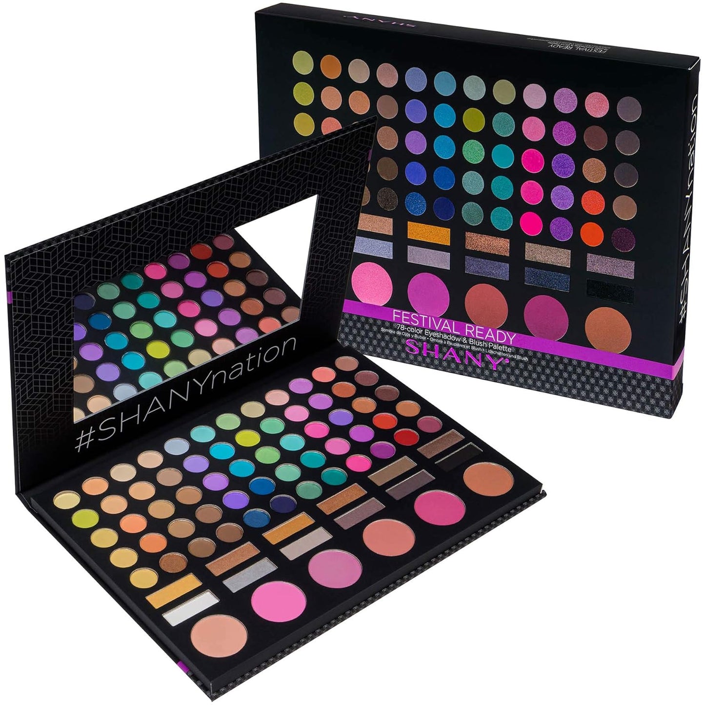 SHANY Festival Ready Palette - Highly Pigmented Blendable Eye shadows, Makeup Blush and Face powder Makeup Kit with 78 Colors - Makeup Palette