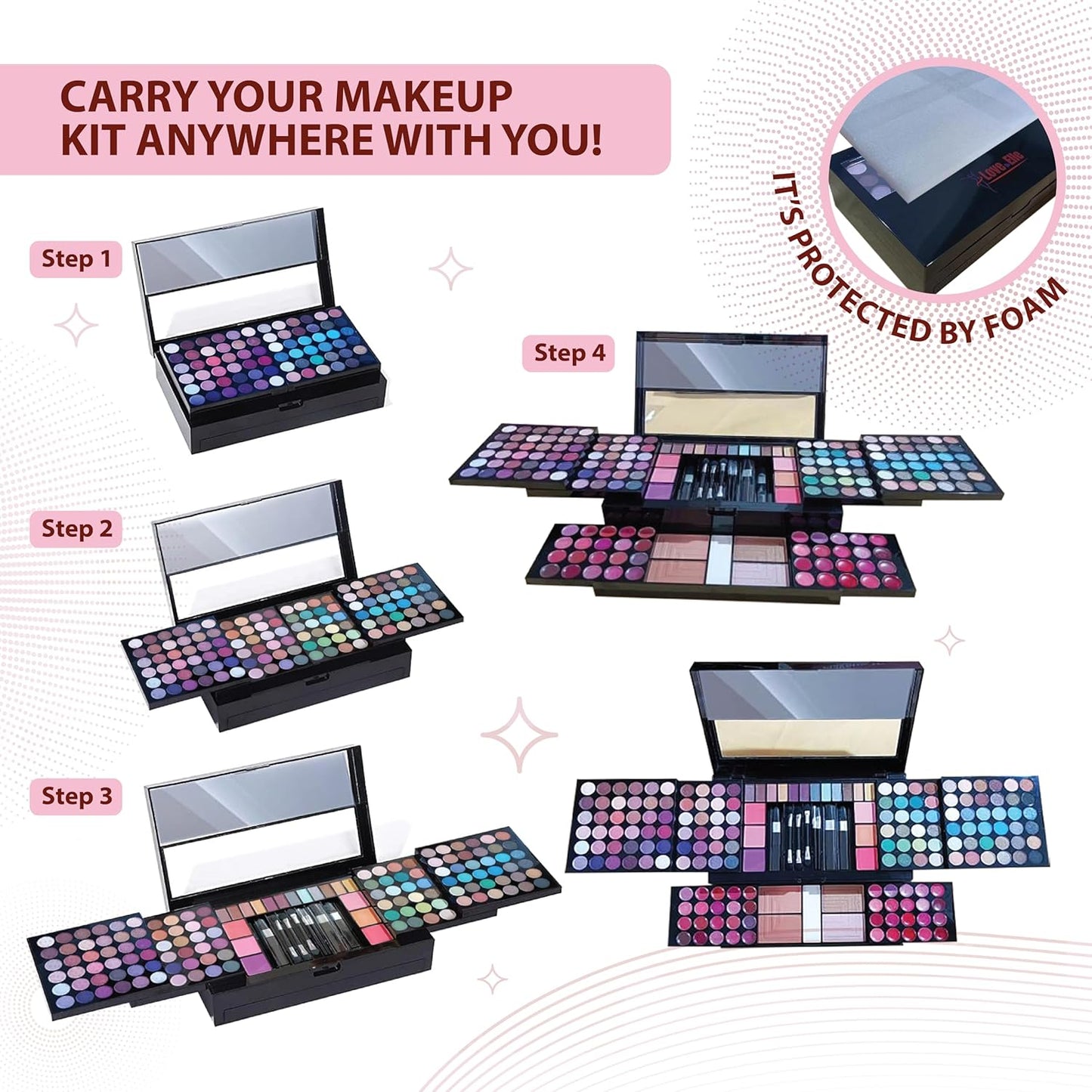 Makeup Kit for Women - 190-in-1 - Professional Makeup Pallets, makeup kit Includes Eyeshadows, Blushes, Makeup Brushes & More For a Full Makeup Look