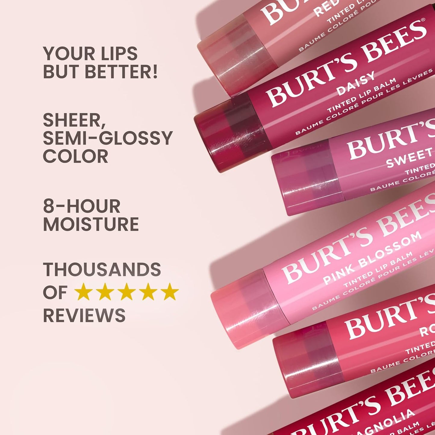 Burt's Bees Lip Tint Balm with Long Lasting 2 in 1 Duo Tinted Balm Formula, Color Infused with Deeply Hydrating Shea Butter for a Natural Looking Buildable Finish, Sweet Violet (2-Pack)