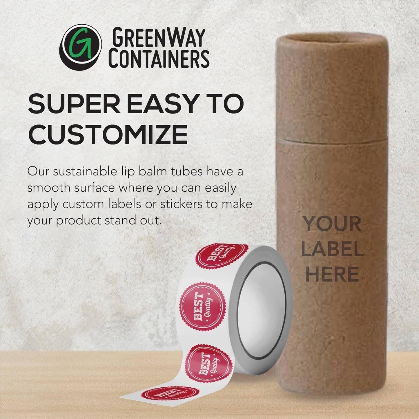 GreenWay 0.15oz / 4.25g Kraft Paperboard Lip Balm Tubes with Lids - 25 Pack Lip Gloss Tubes Refillable DIY Cosmetic Containers – Extra Thick Push-Up Bottom Lip Balm Containers - Black