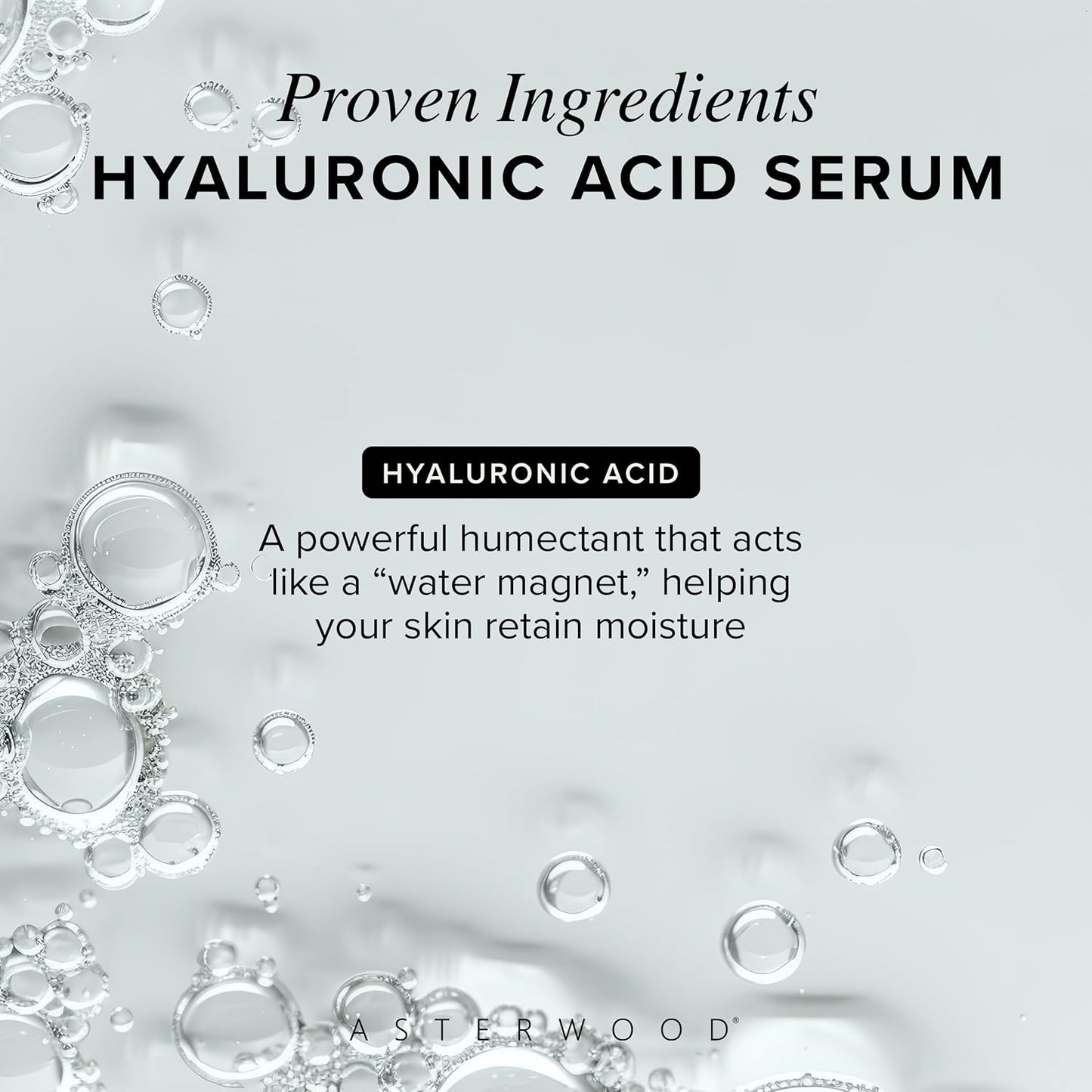 Asterwood Hyaluronic Acid Serum for Face - Plumping, Anti-Aging, Hydrating - Fragrance-Free - 4 Fl Oz