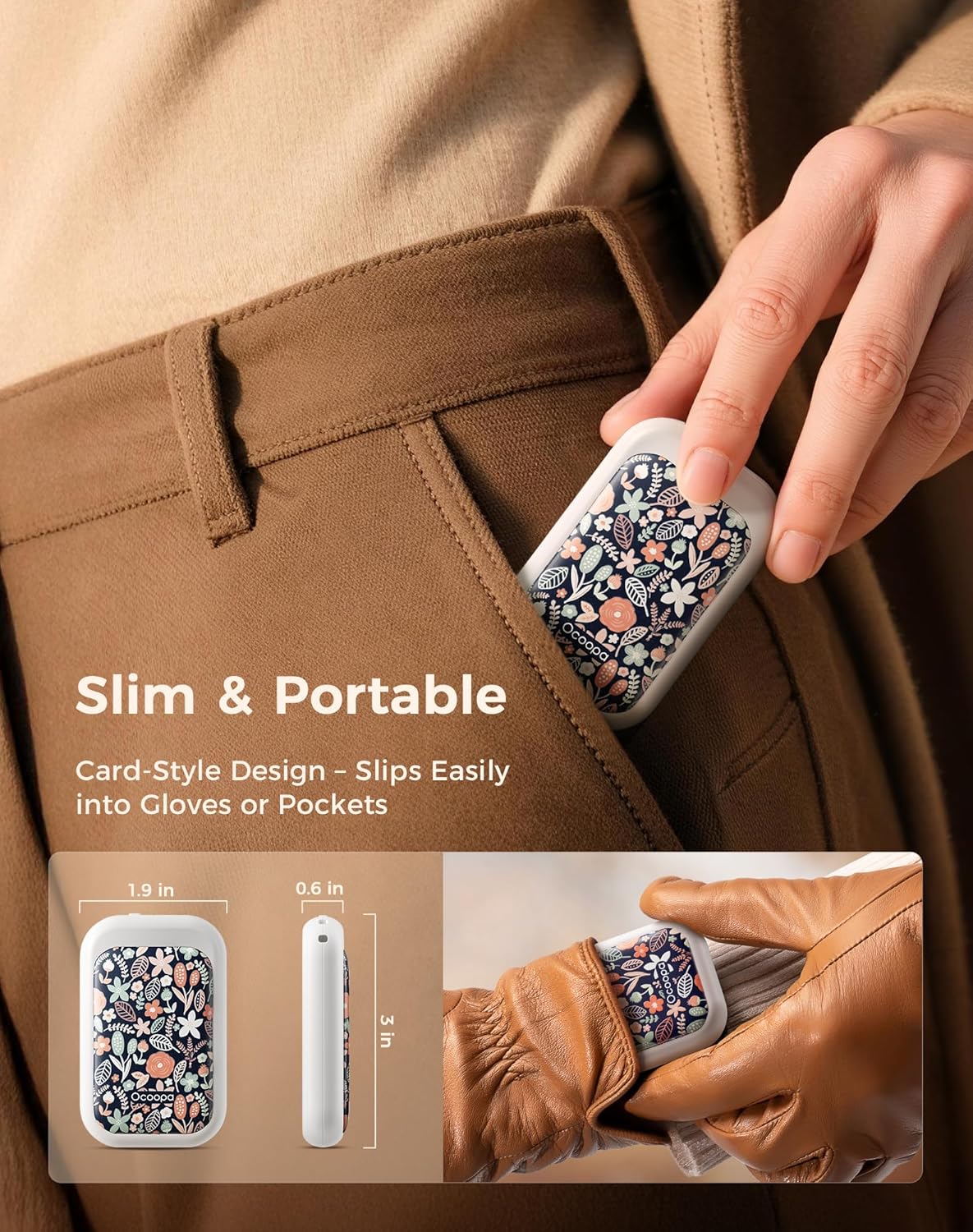 OCOOPA AI Magnetic Hand Warmers Rechargeable 2 Pack, 5000mAh Ultra-Thin Electric Glove Heater Handwarmer,UL Certified, Men Women Gifts for Christmas,Birthday,Winter Essentials,UT4 Young