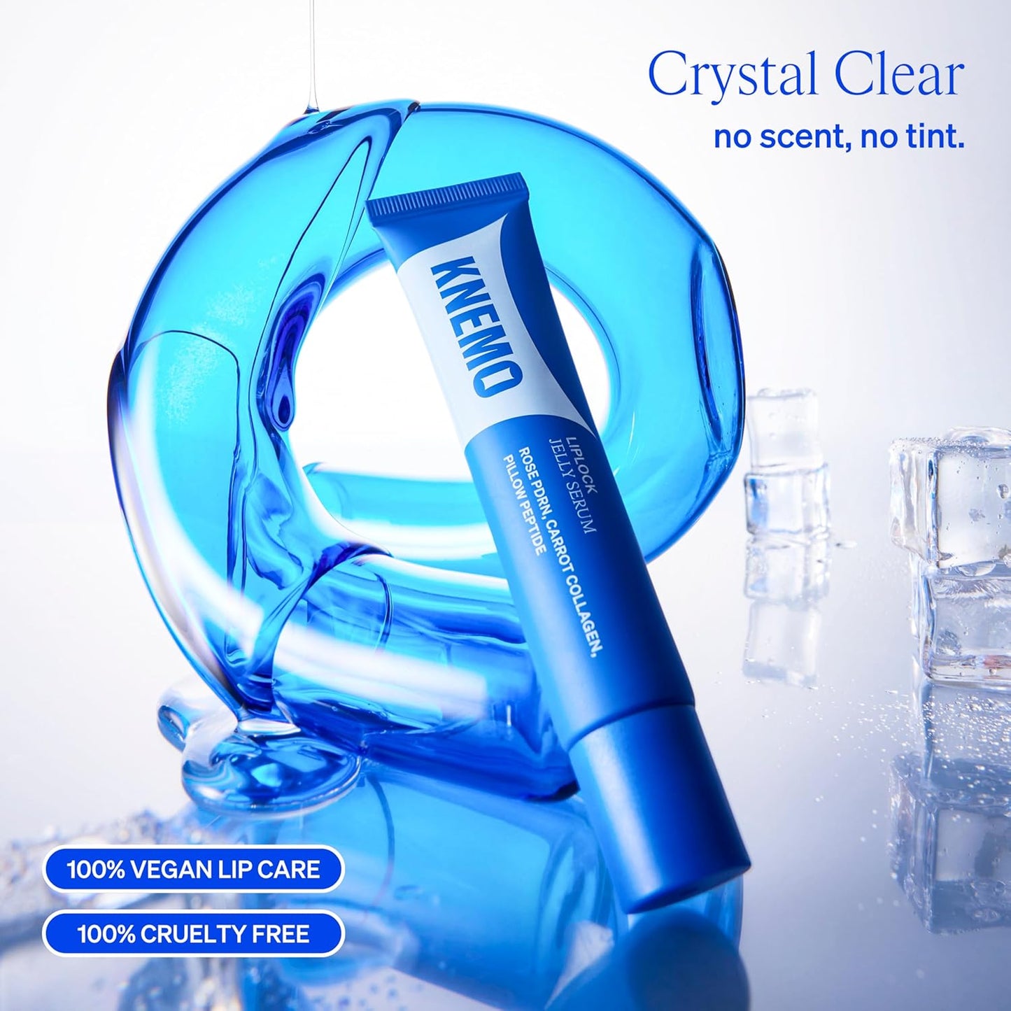 LipLock Jelly Serum for Dry Lips, Long-Lasting, Hydrating, Plumping, Glossy Mask with Rose PDRN, Carrot Collagen, Pillow Peptide, Moisturizing Tinted Lip Balm. (Crystal Clear)