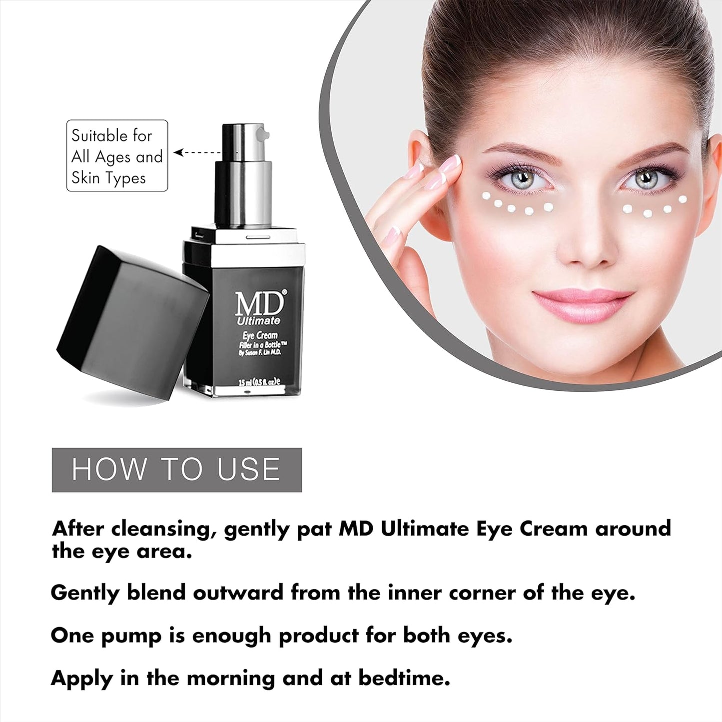 MD Ultimate Eye Cream – Under Eye Cream for Reduced Dark Circles, Puffiness, Wrinkles, Bags & Anti-Aging – Enriched with Collagen, Peptides, Shea Butter for Firmness, Lifting & Moisturization