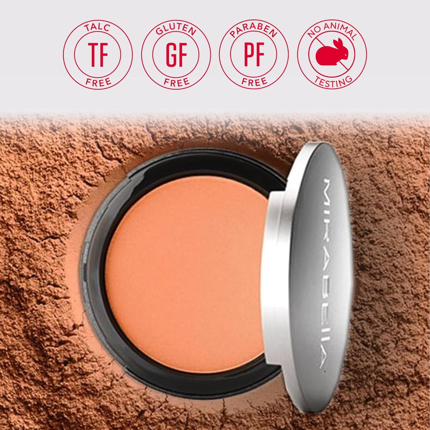 Mirabella Pure Press Powder Foundation Makeup, HD Finish Buildable Mineral Foundation for Sensitive Skin and All Skin Types with Age-Defying Benefits, Jojoba and Triglyceride, Original Medium/Dark IV