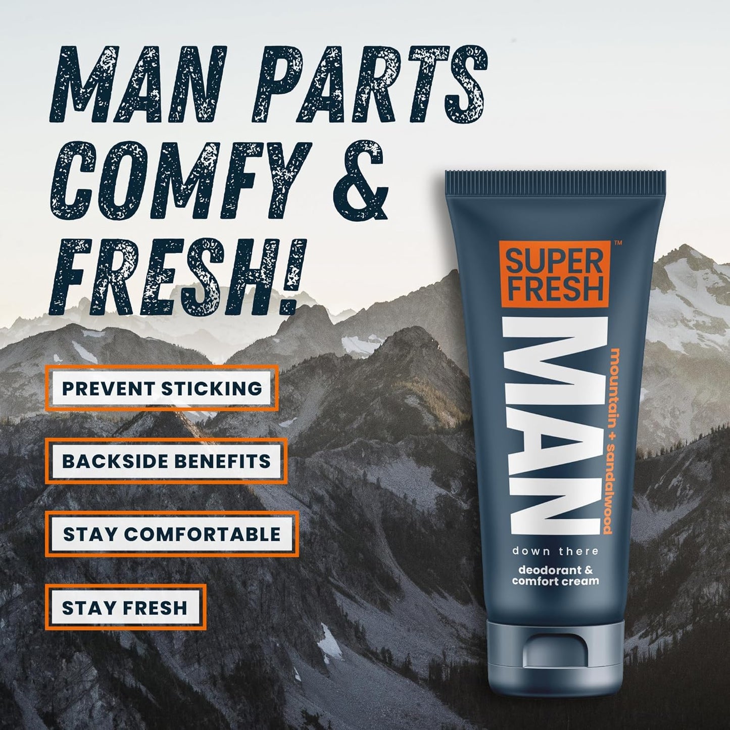 Super Fresh Ball Deodorant Lotion for Men Aluminum Free Hygiene Cream for Groin Butt and Body Controls Odor Reduces Chafing Twin Pack 4 oz Tubes for Daily Freshness Comfort and Sweat Protection