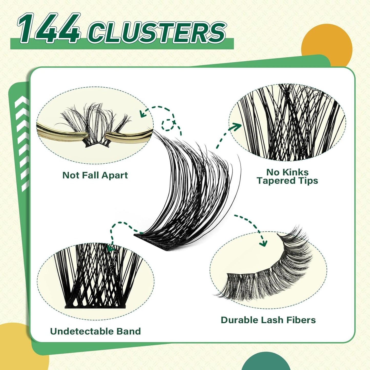 DIY Lash Extension Kit KEYYOU 144pcs Lash Clusters Eyelash Extension Kit with Mascara Brush Bond and Seal Lash Glue Remover Lash Applicators Lash Brush for DIY Lash Extensions (Y01 Kit)