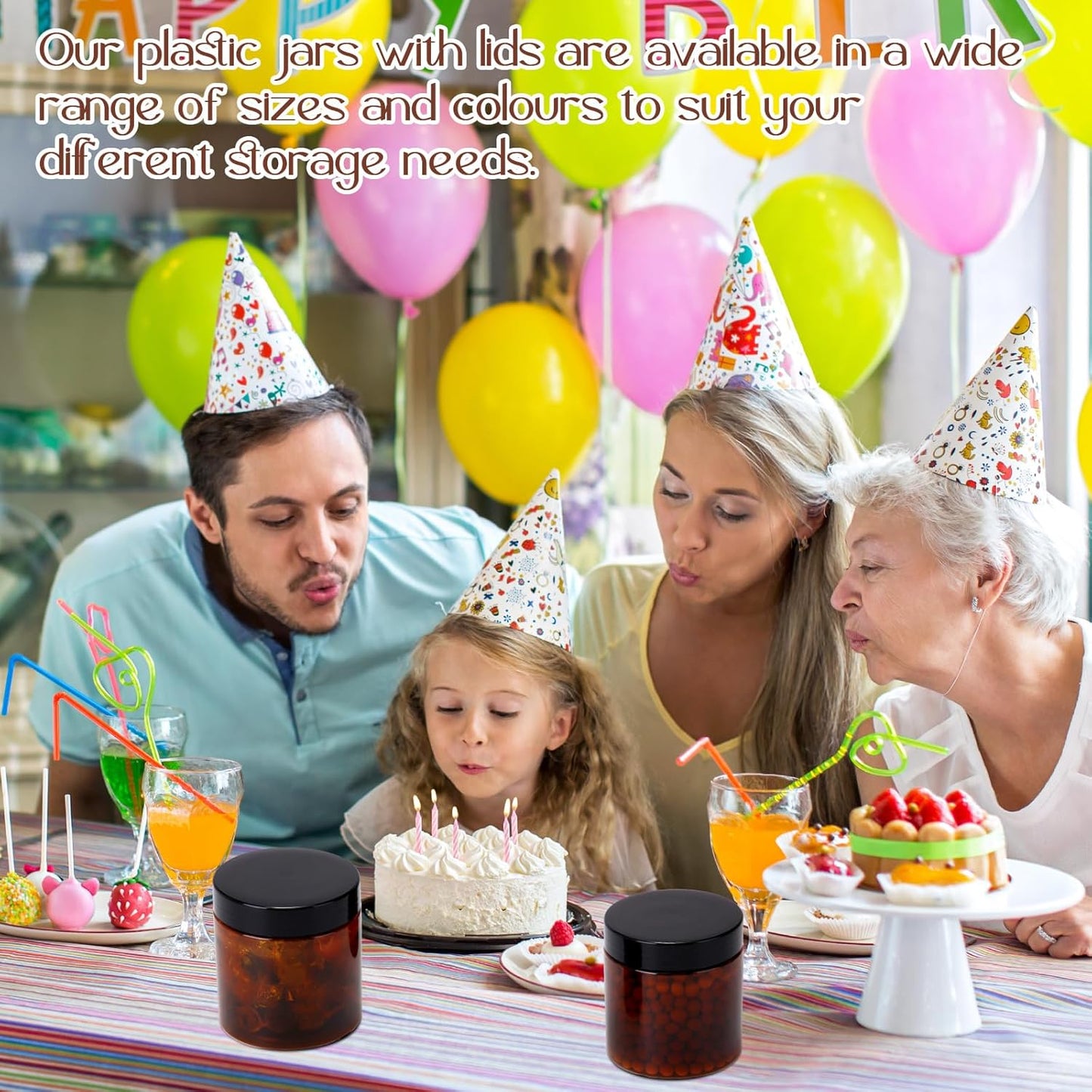 Patelai 4 Pieces Round Wide-mouth Leak Proof Plastic Container Jars with Lids for Travel Storage Makeup Beauty Products Face Creams Oils Salves Ointments DIY Making(8 Ounce,Amber)