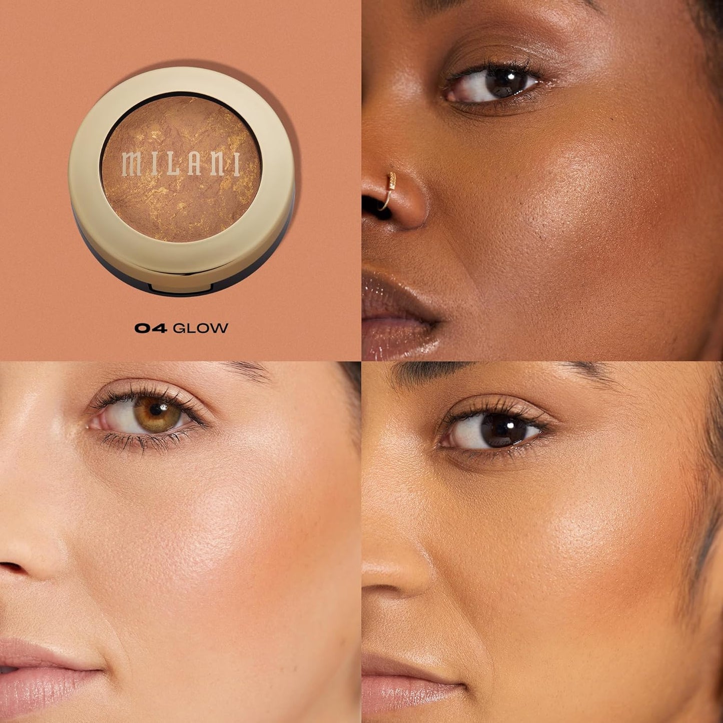 Milani Bronzer Powder - Baked Bronzer Made in Italy, Bronzing Shimmer Highlighter Makeup for Contour -Glow